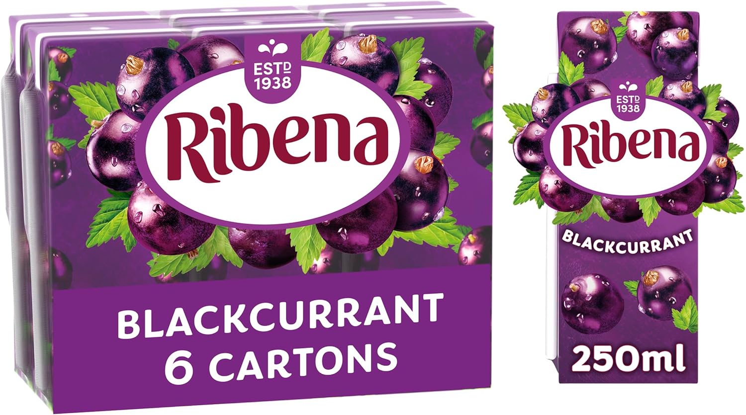 Ribena - Schwarze Johannisbeersaftgetränk Kartons 6x250ml