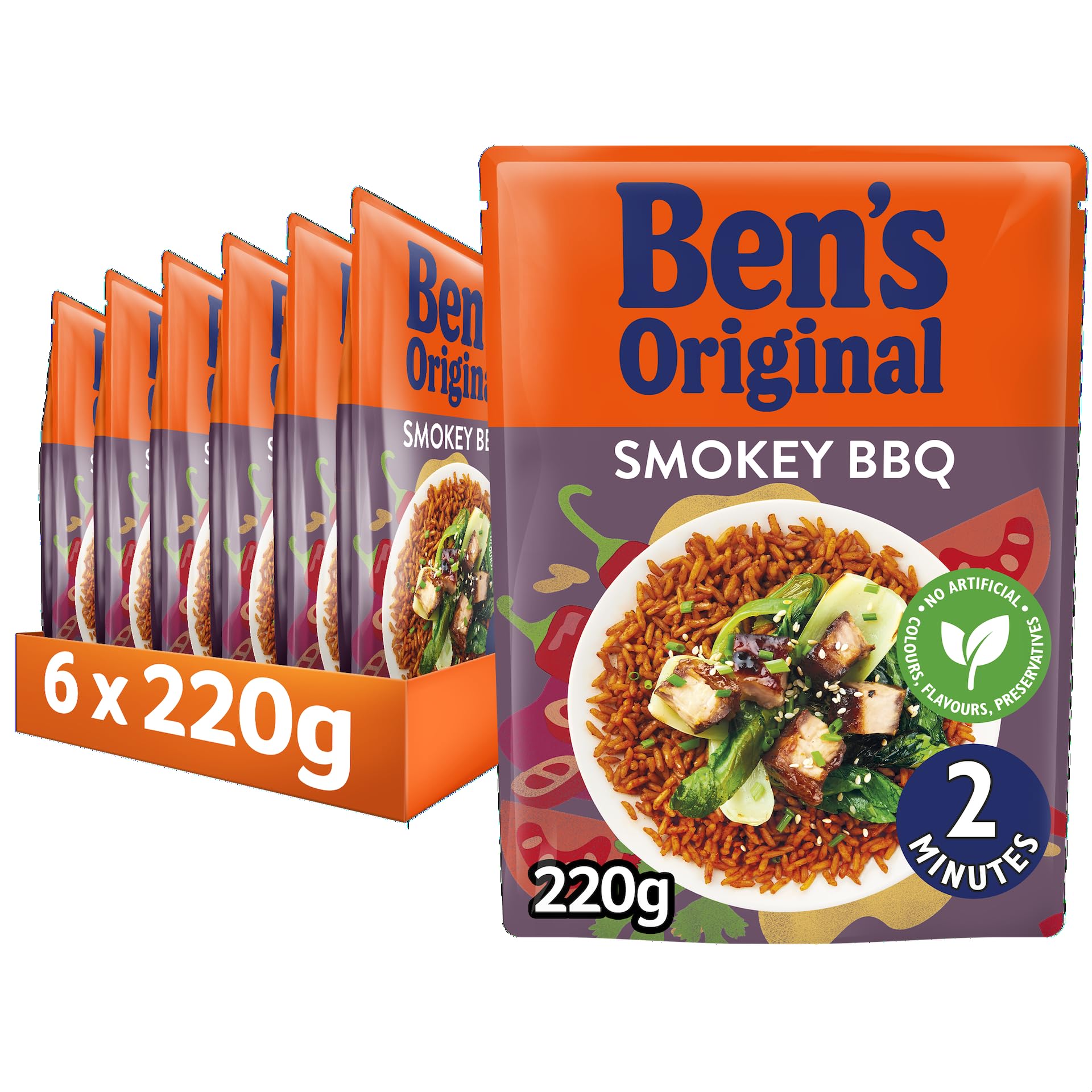 Ben's Original Smokey BBQ Mikrowellenreis, 6 x 220 g Beutel