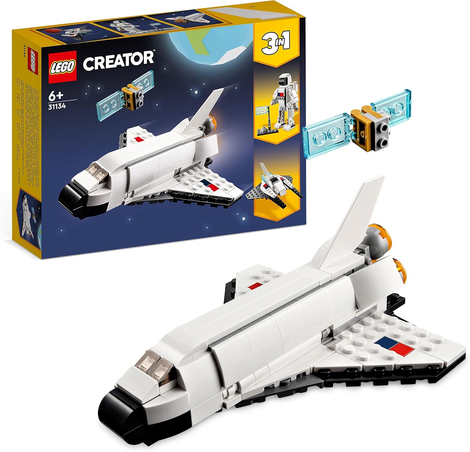 LEGO 31134 Creator 3-in-1-Spaceshuttle-Spielzeug – Umbaubares Weltraum-Spielset für Kinder ab 6 Jahren