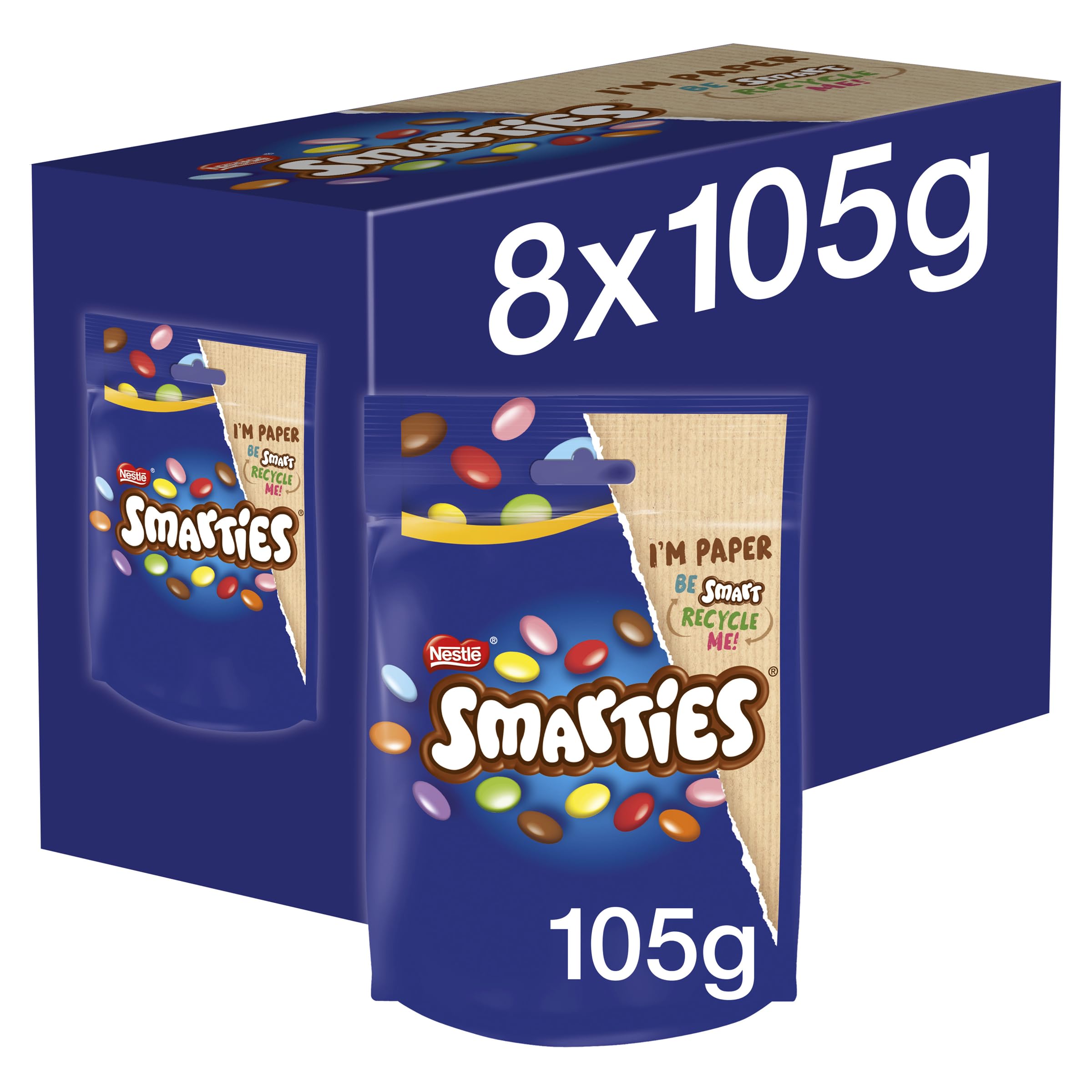 Smarties Milchschokolade zum Teilen, 105 g (8er-Packung)