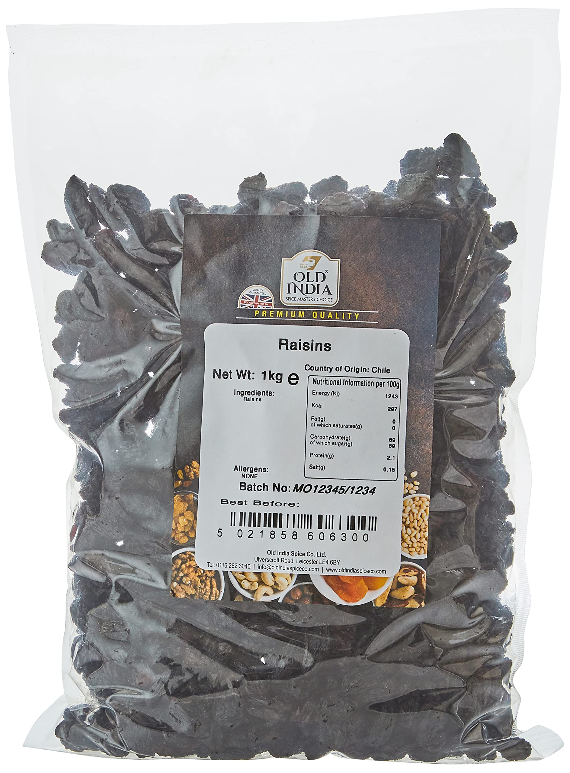 Old India Rosinen 1kg - Natürliche Trockenfrüchte ohne Zusatzstoffe in heißversiegelter Verpackung