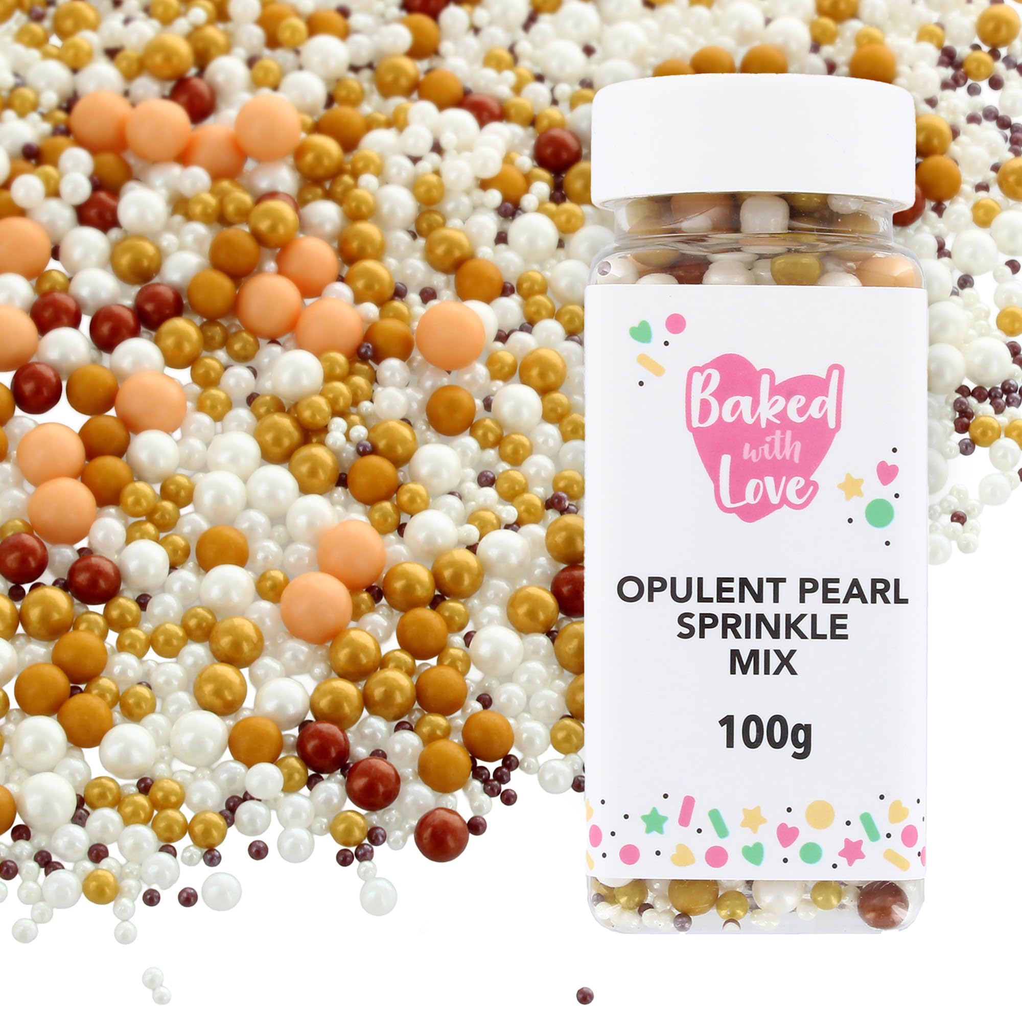Mit Liebe gebacken – Opulente Perlenstreusel-Mischung | 100 g essbare Kuchendekorationen