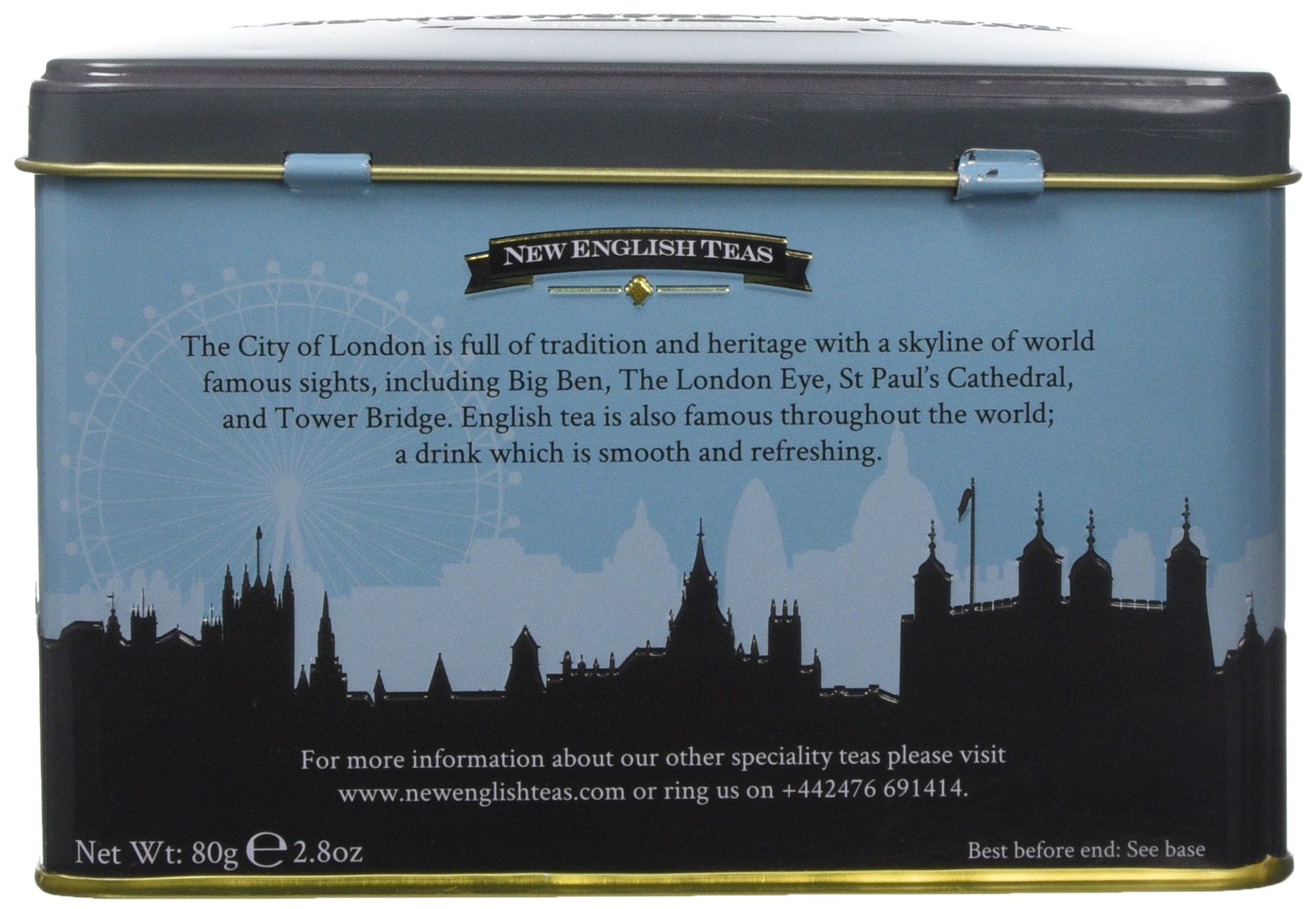 New English Teas London Skyline Teedose mit 40 English Breakfast Teebeuteln