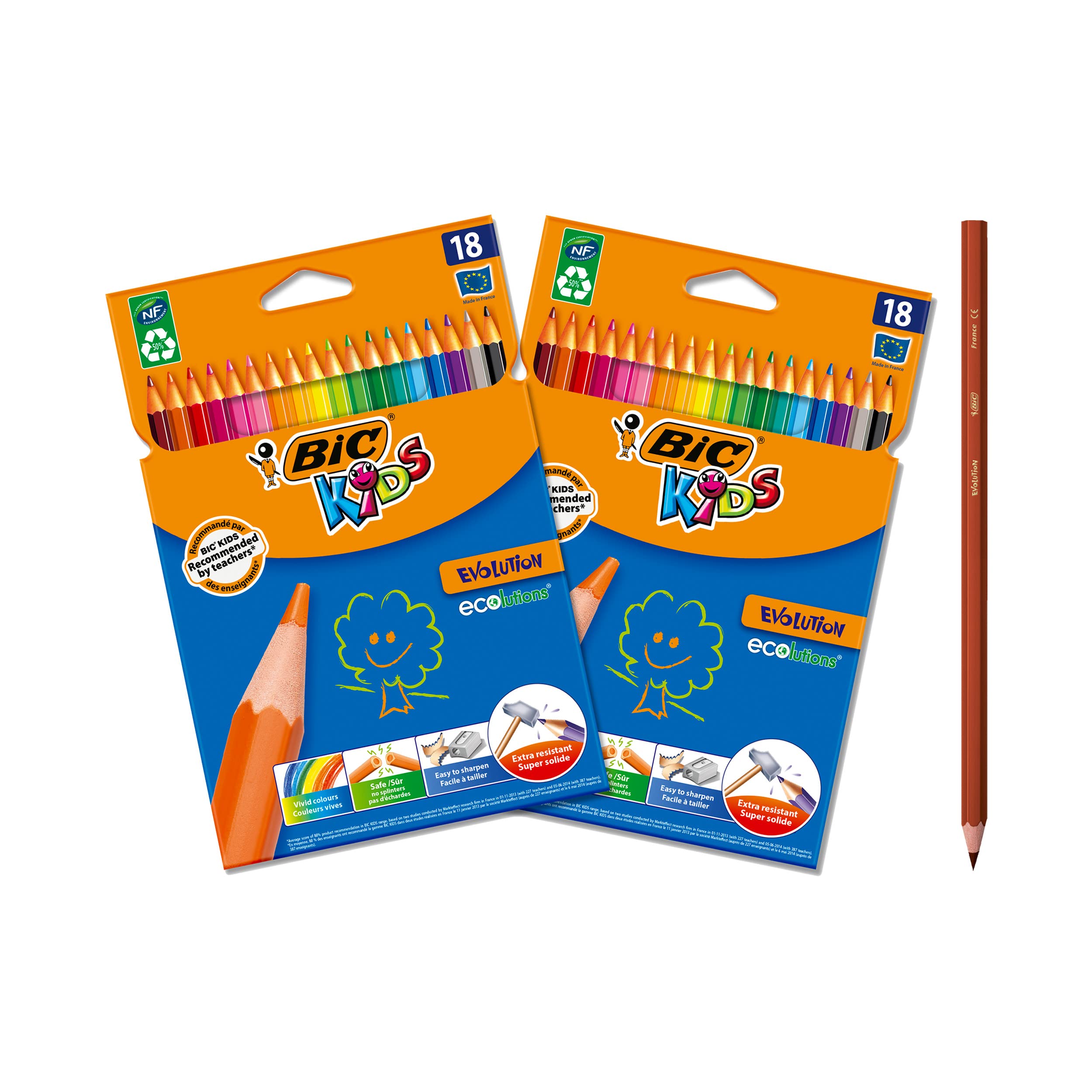 BIC Kids Evolution Ecolutions Buntstifte – 18er-Pack, umweltfreundlich, ab 5 Jahren