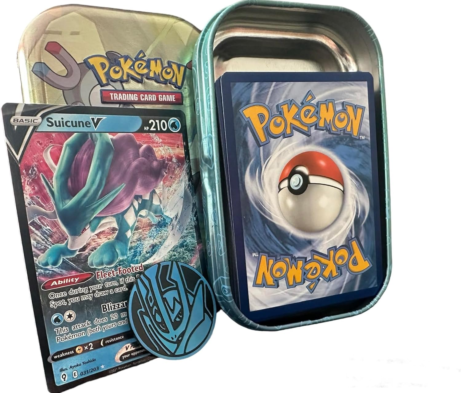 Pokémon Mini Tin Bundle – 50 verschiedene Karten, 1 zufällige Ultra Rare, Spielmünze