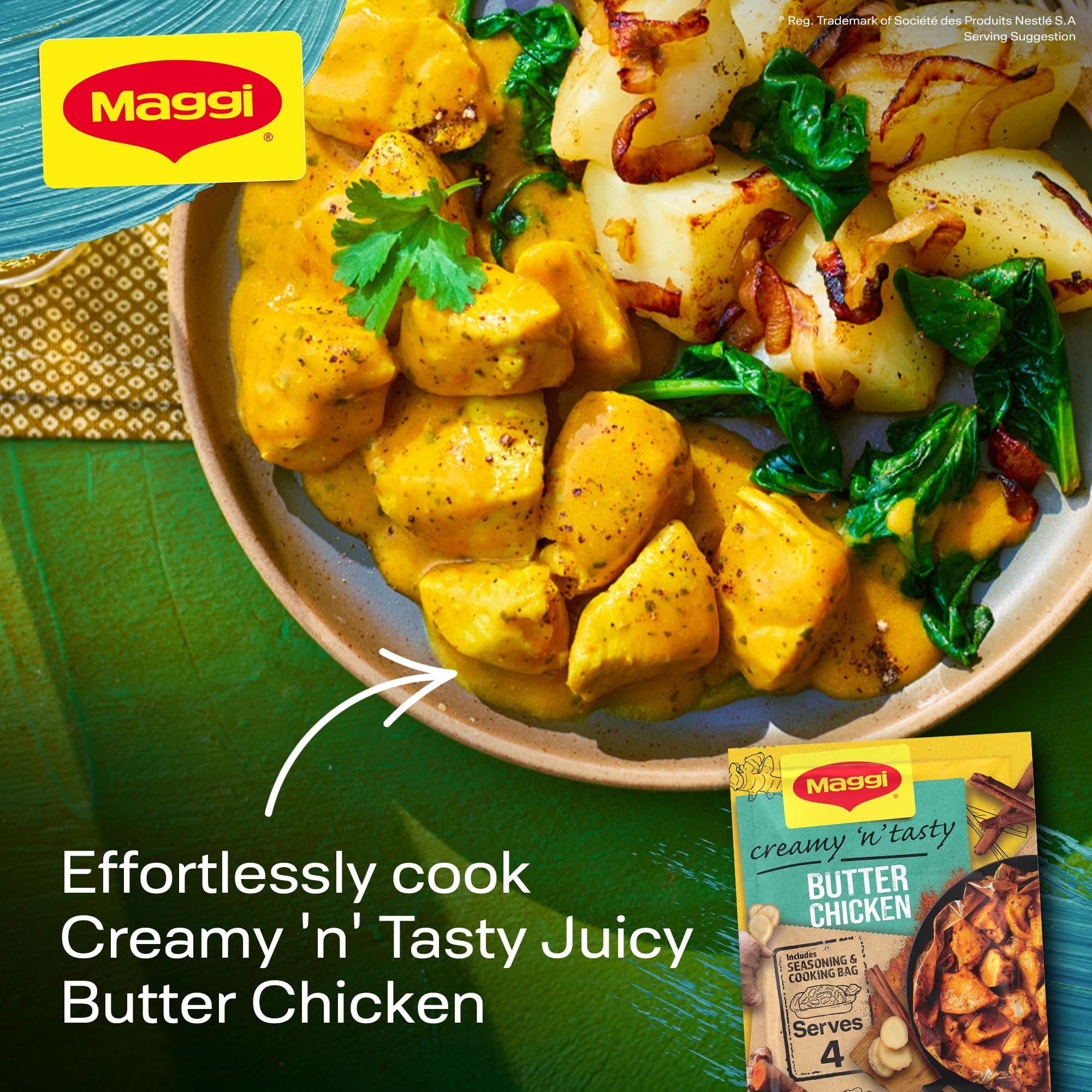 MAGGI So Juicy Butter Chicken Rezeptmischung mit Kochbeutel (41g)