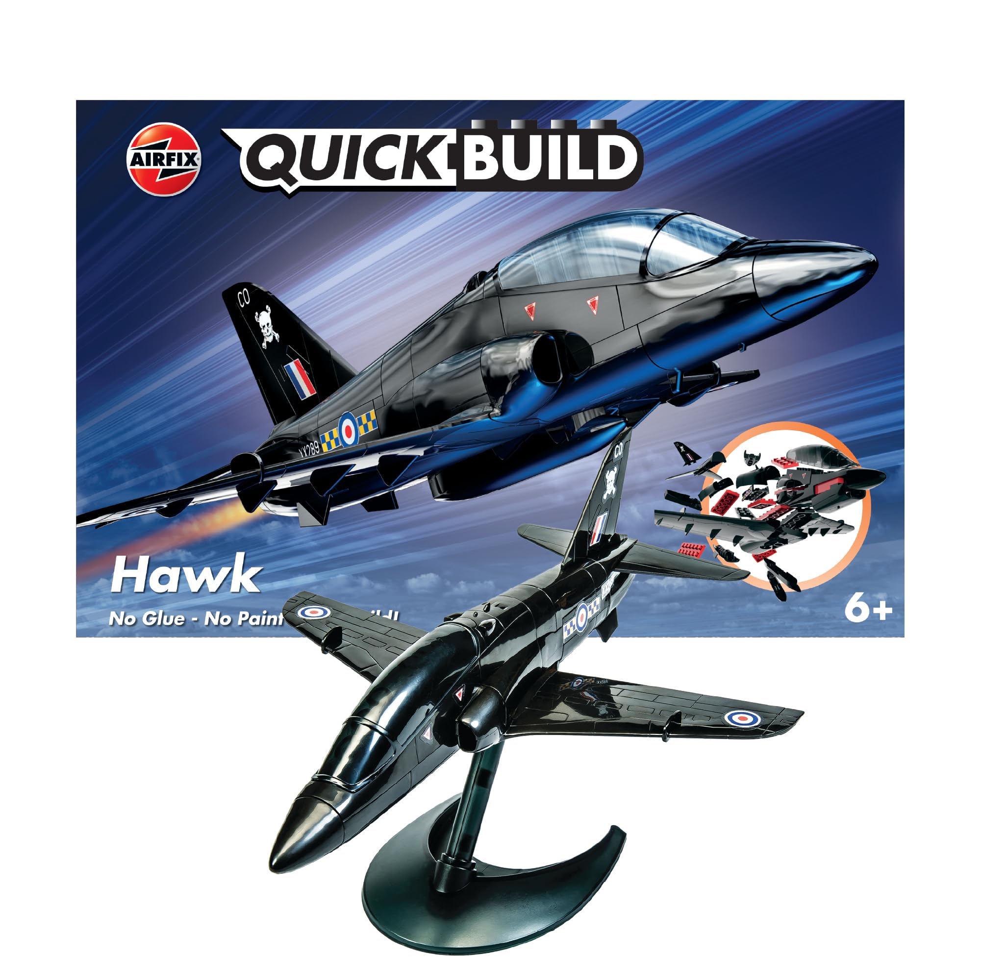 Airfix Quick Build BAE Hawk Modellbausatz – Zusammensteckbarer Kampfjet für Kinder ab 5 Jahren
