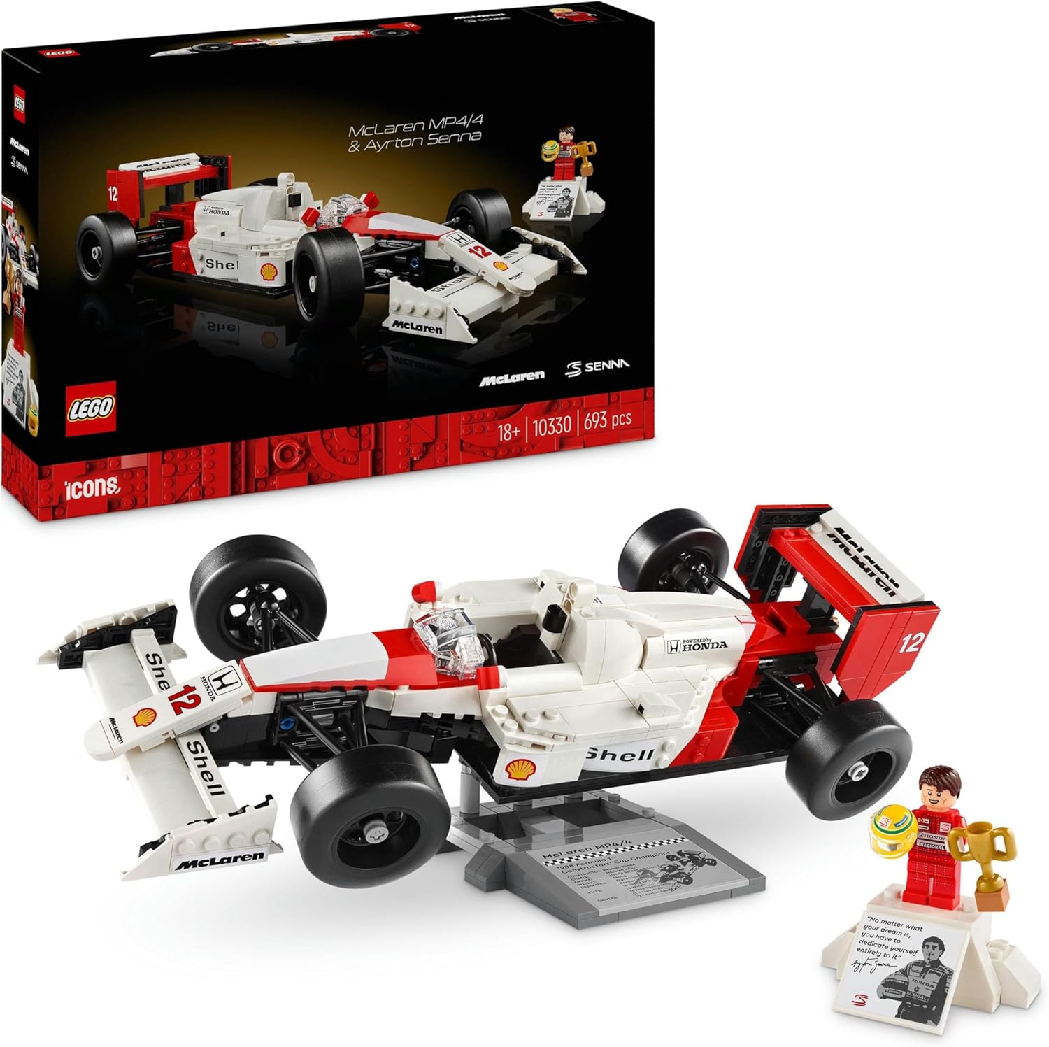 LEGO Icons McLaren MP4/4 & Ayrton Senna – F1-Modellauto-Bauset für Erwachsene