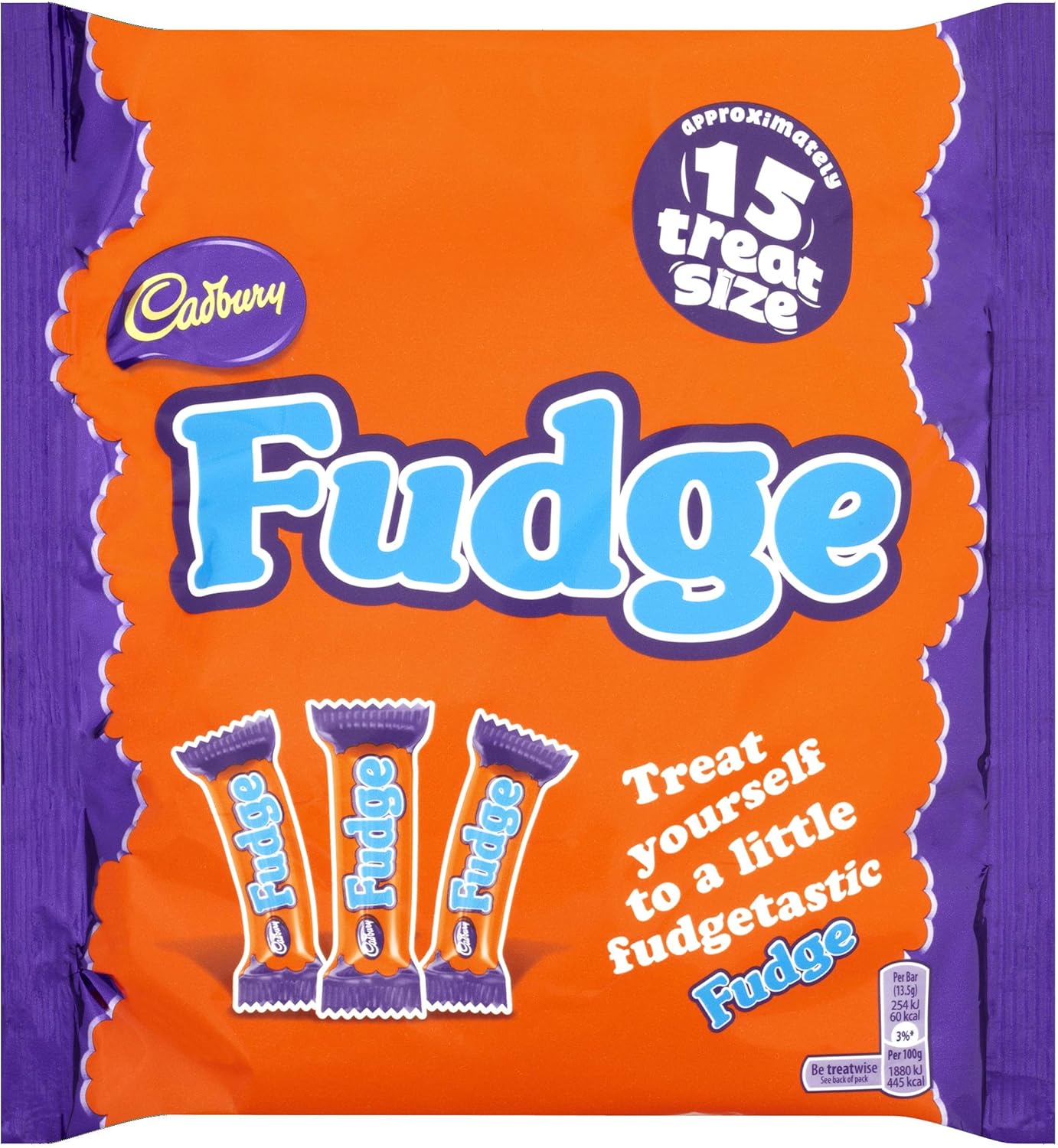 Cadbury Fudge Treatsize Chocolate 15 Riegel Multipack – 202 g einzeln verpackte Milch- und cremige Fudge-Riegel