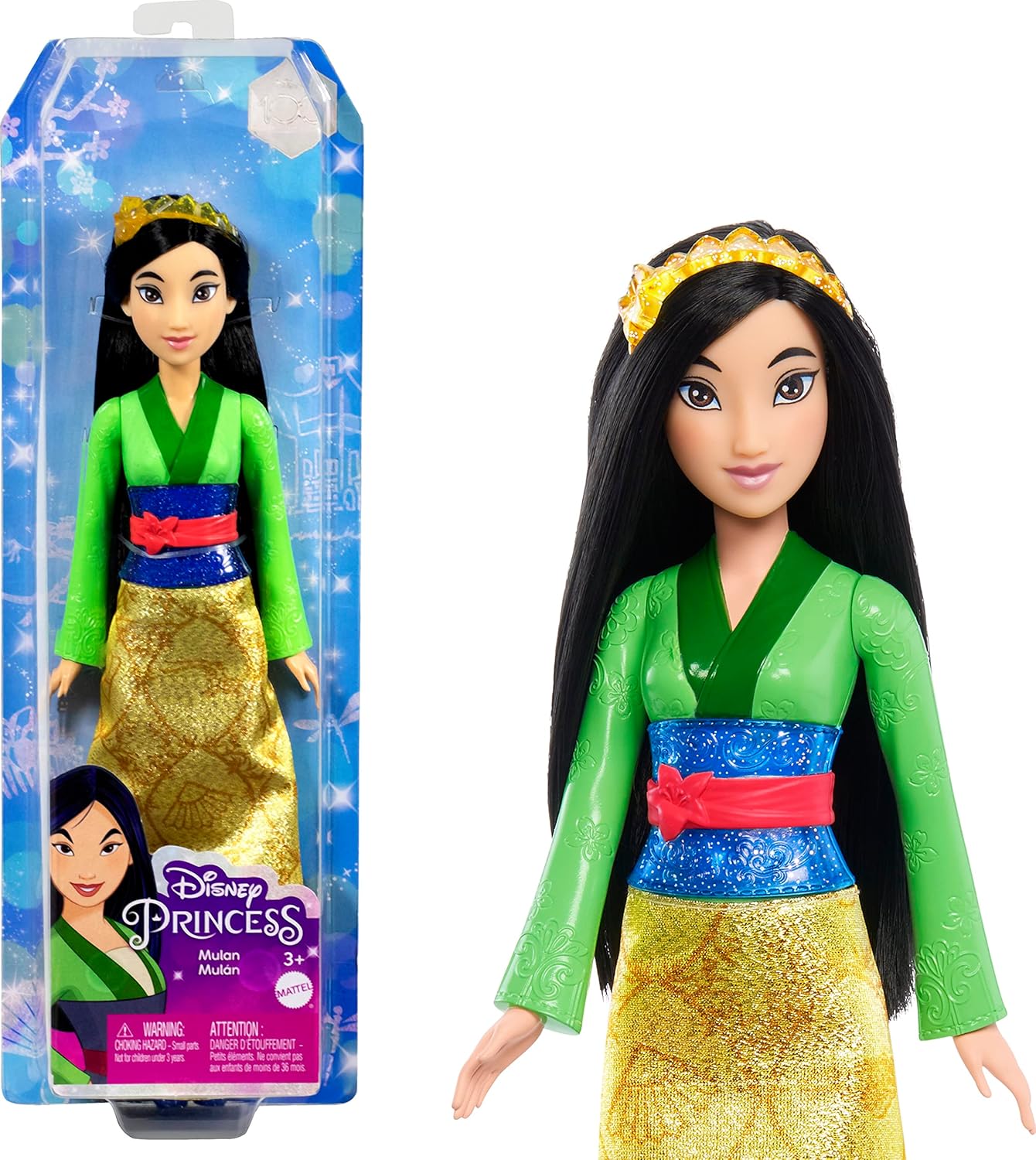Bewegliche Mulan-Modepuppe – funkelndes, vom Film inspiriertes Outfit, ab 3 Jahren
