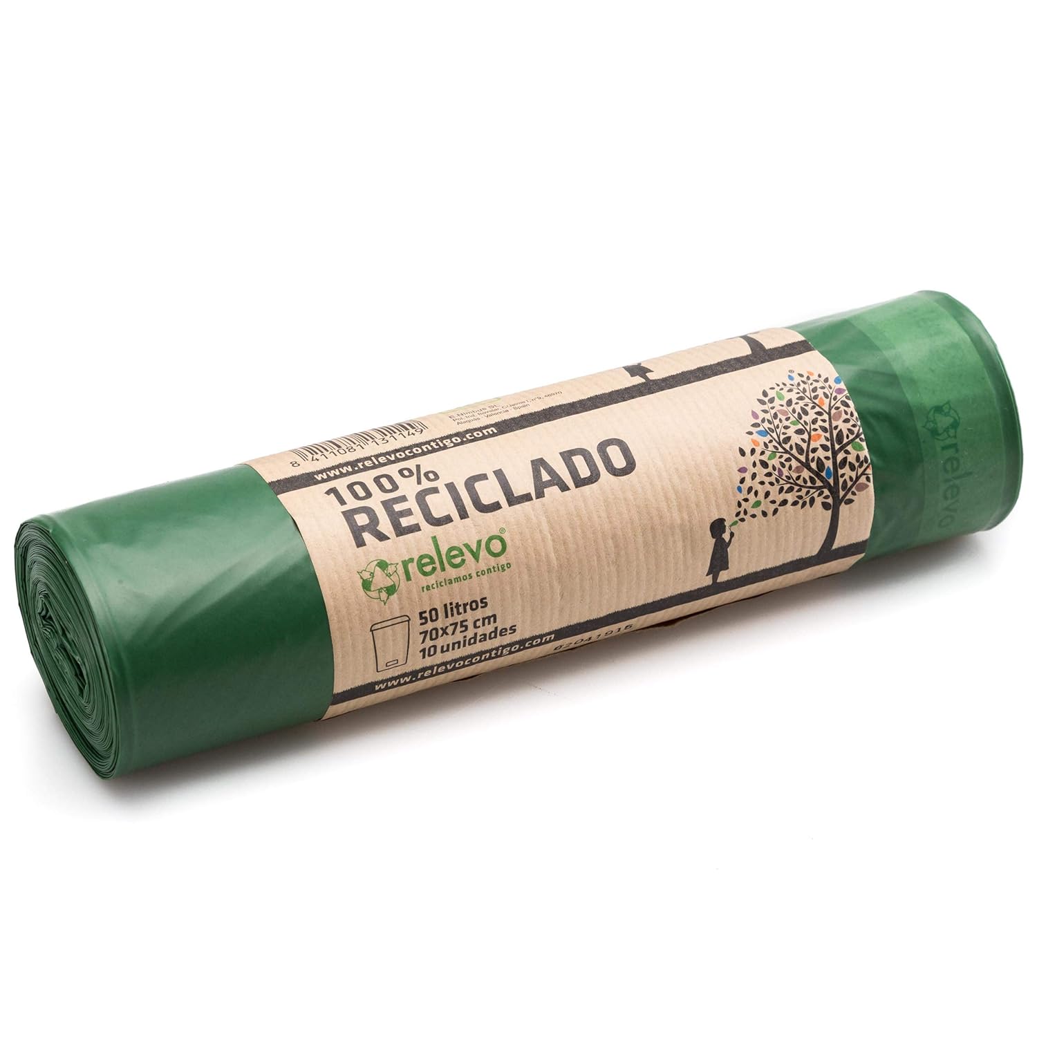 Relevo Robuste Müllbeutel aus 100 % Recyclingmaterial – 50 l, 10 Beutel
