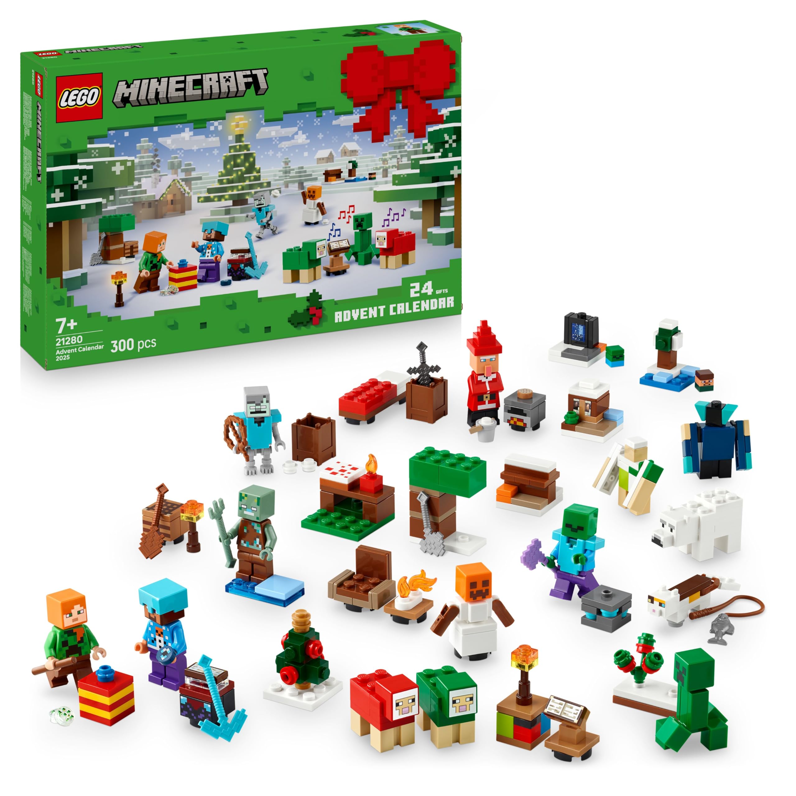 LEGO Minecraft Adventskalender 2025 – 24-Tage-Bauspielzeug mit Minifiguren und Winterdorf-Set