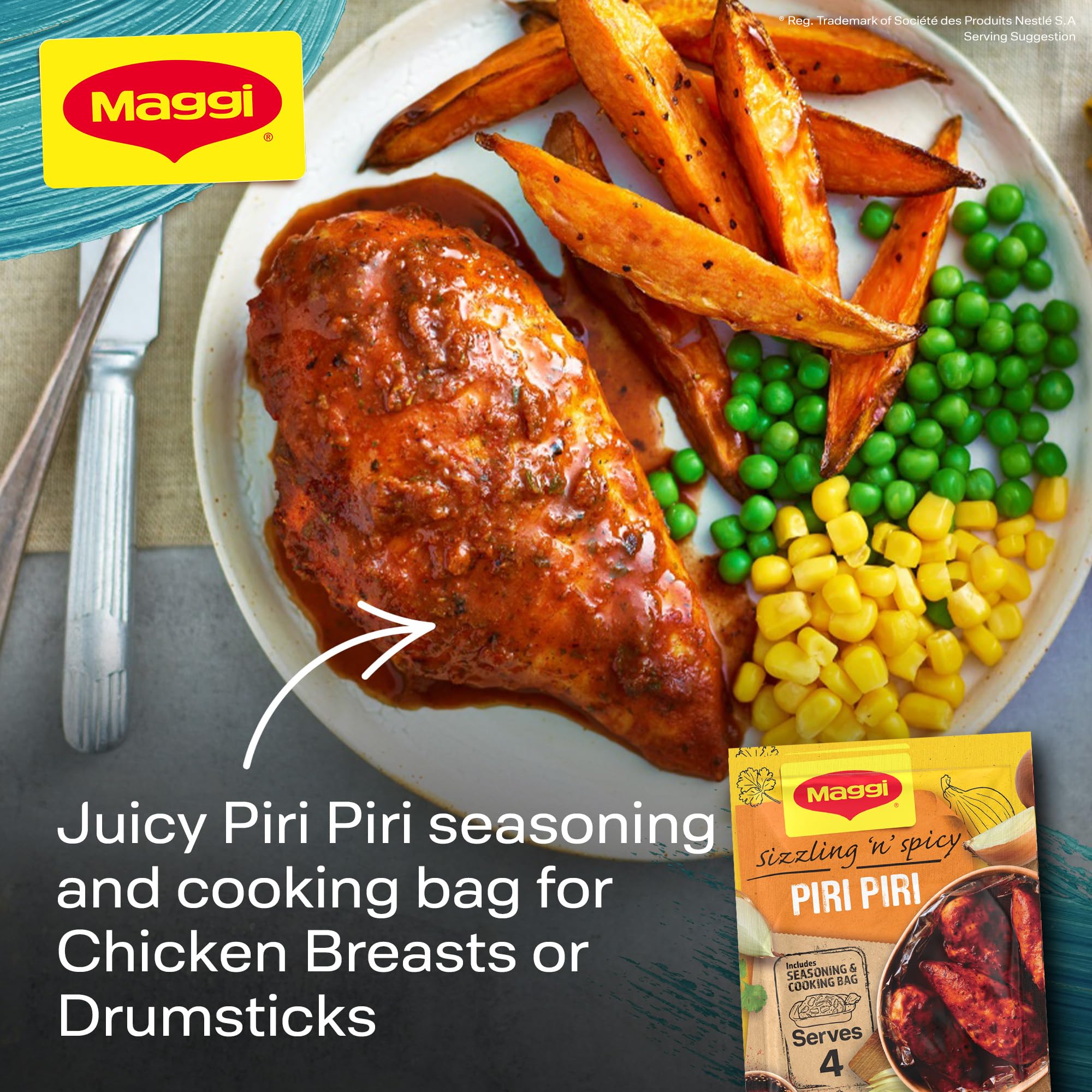 MAGGI So Juicy Smokey Piri Piri Chicken Rezeptmischung 27g