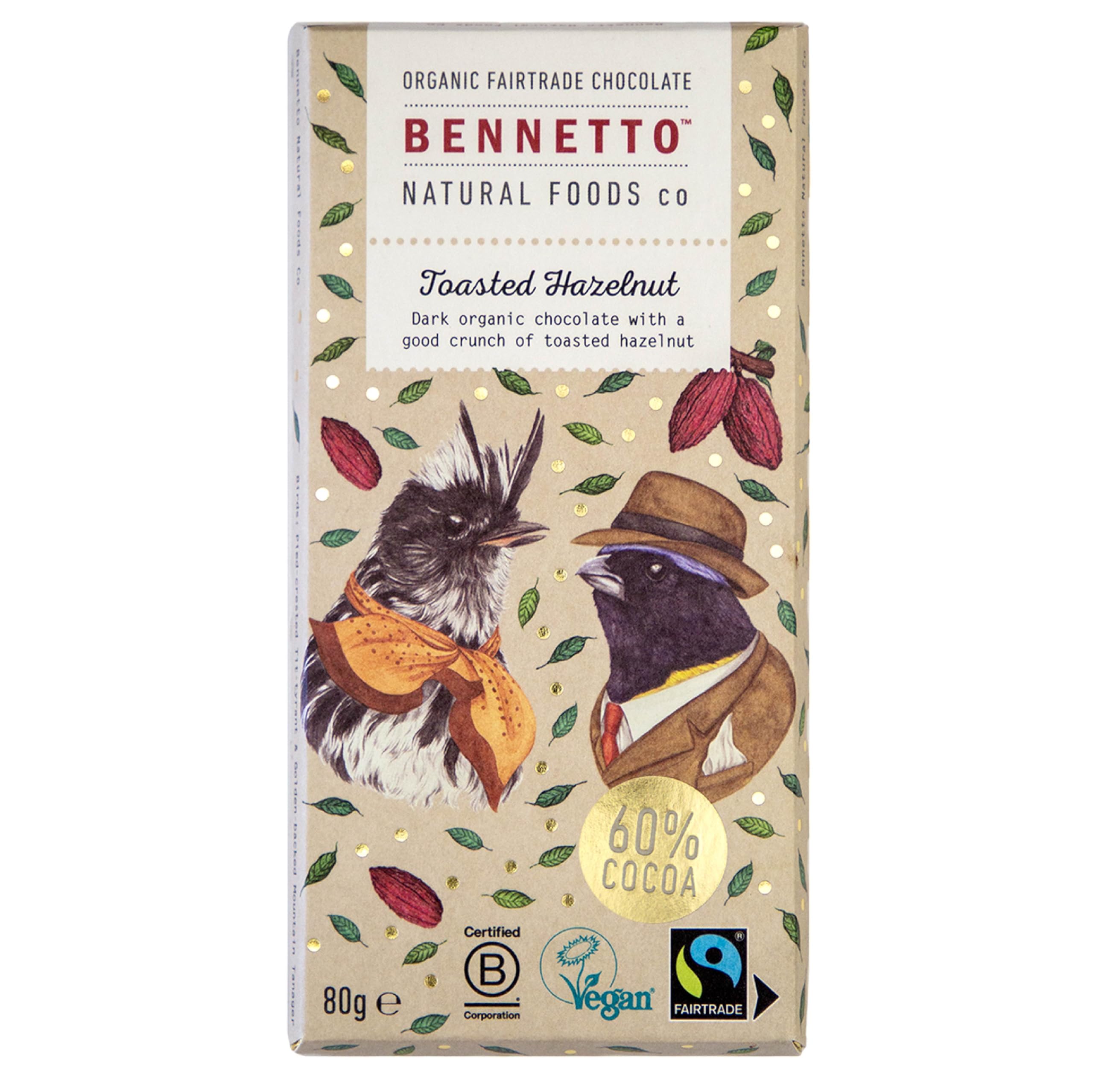Bennetto Bio Zartbitterschokolade mit gerösteten Haselnüssen 60% - Fairtrade Single Origin aus Ecuador