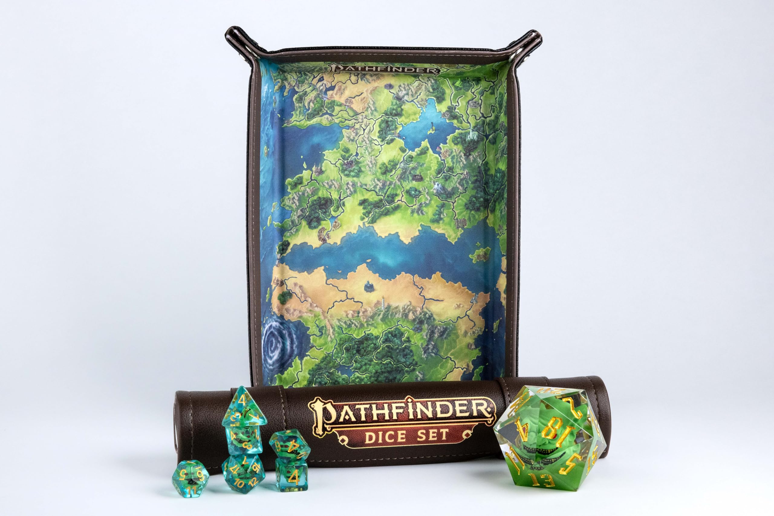 Metallic Dice Games Pathfinder FanRoll Würfelset mit Tasche und Tablett
