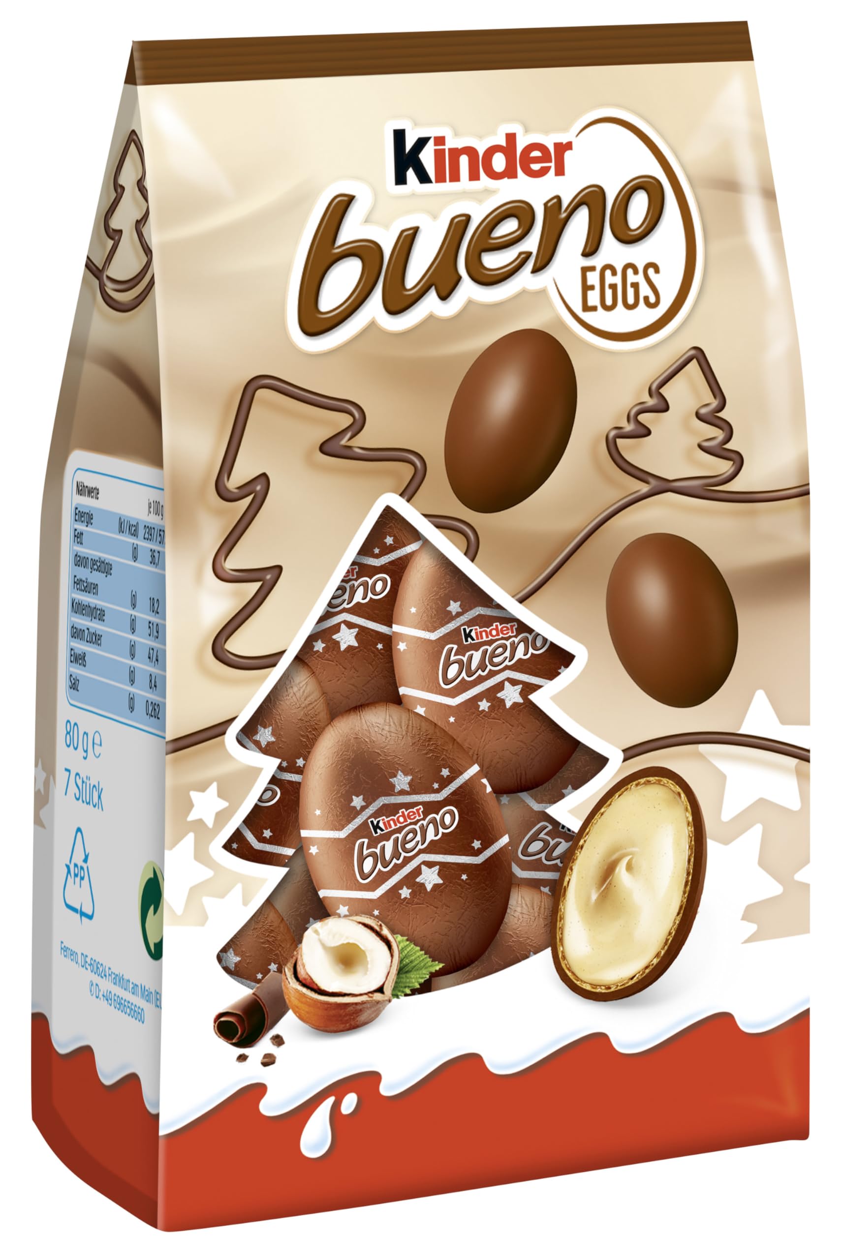 Kinder Bueno Mini-Schoko-Weihnachtseier, bunte Leckerli-Tüte zum Teilen
