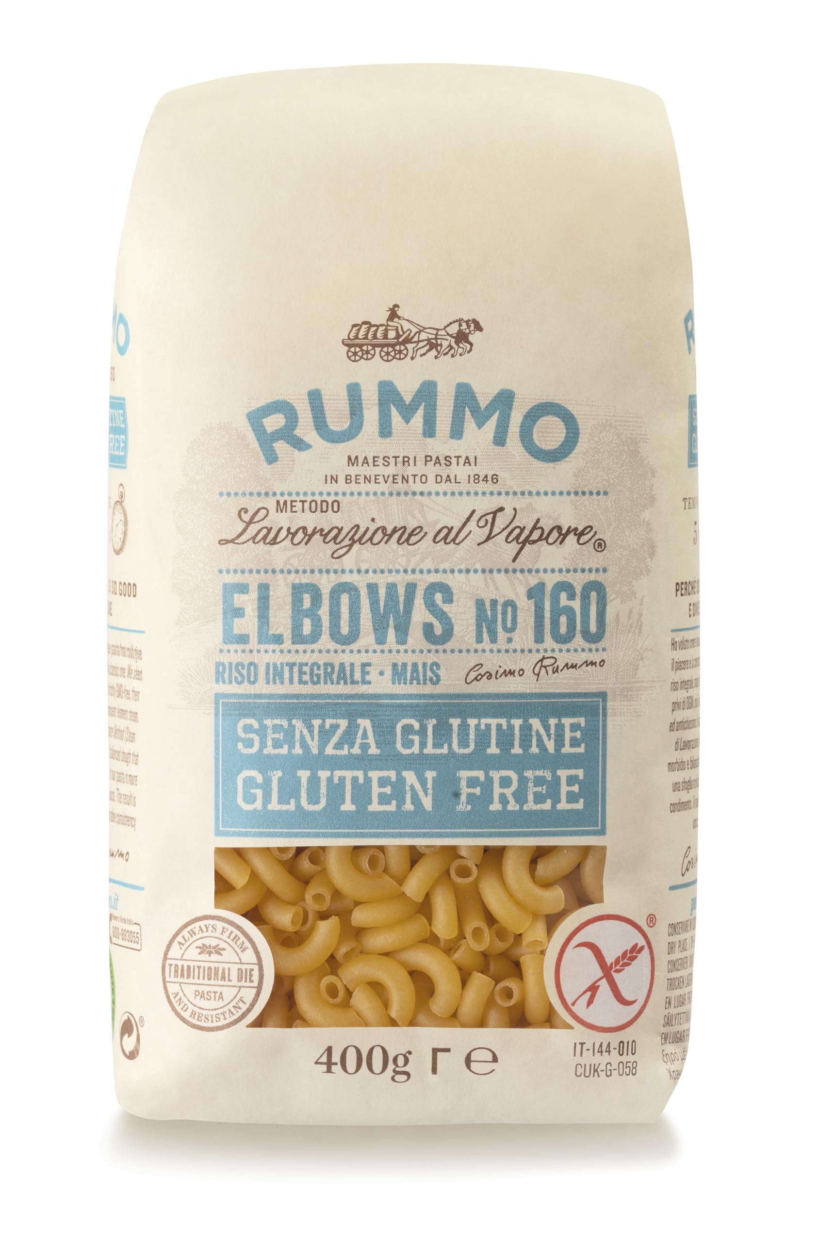 Rummo Glutenfreie Ellbogennudeln Nr. 160 – Italienische Reis- und Maisnudeln