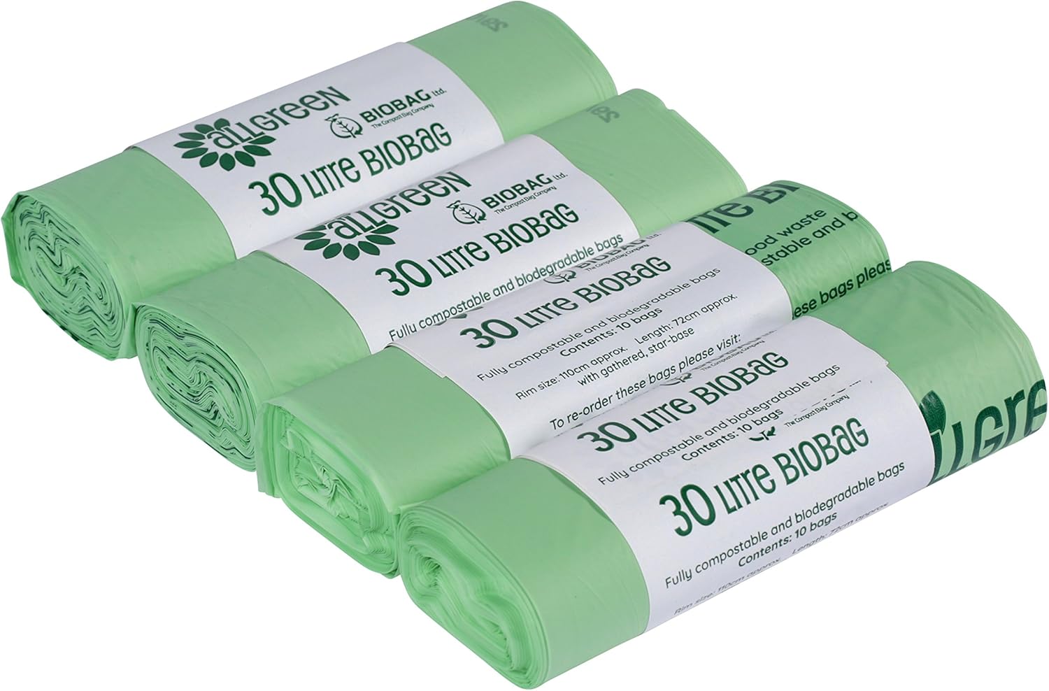 All-Green 30 Liter kompostierbare Beutel – 40er-Packung für Bordsteinkanten-Caddy-Lebensmittelabfall-Recycling