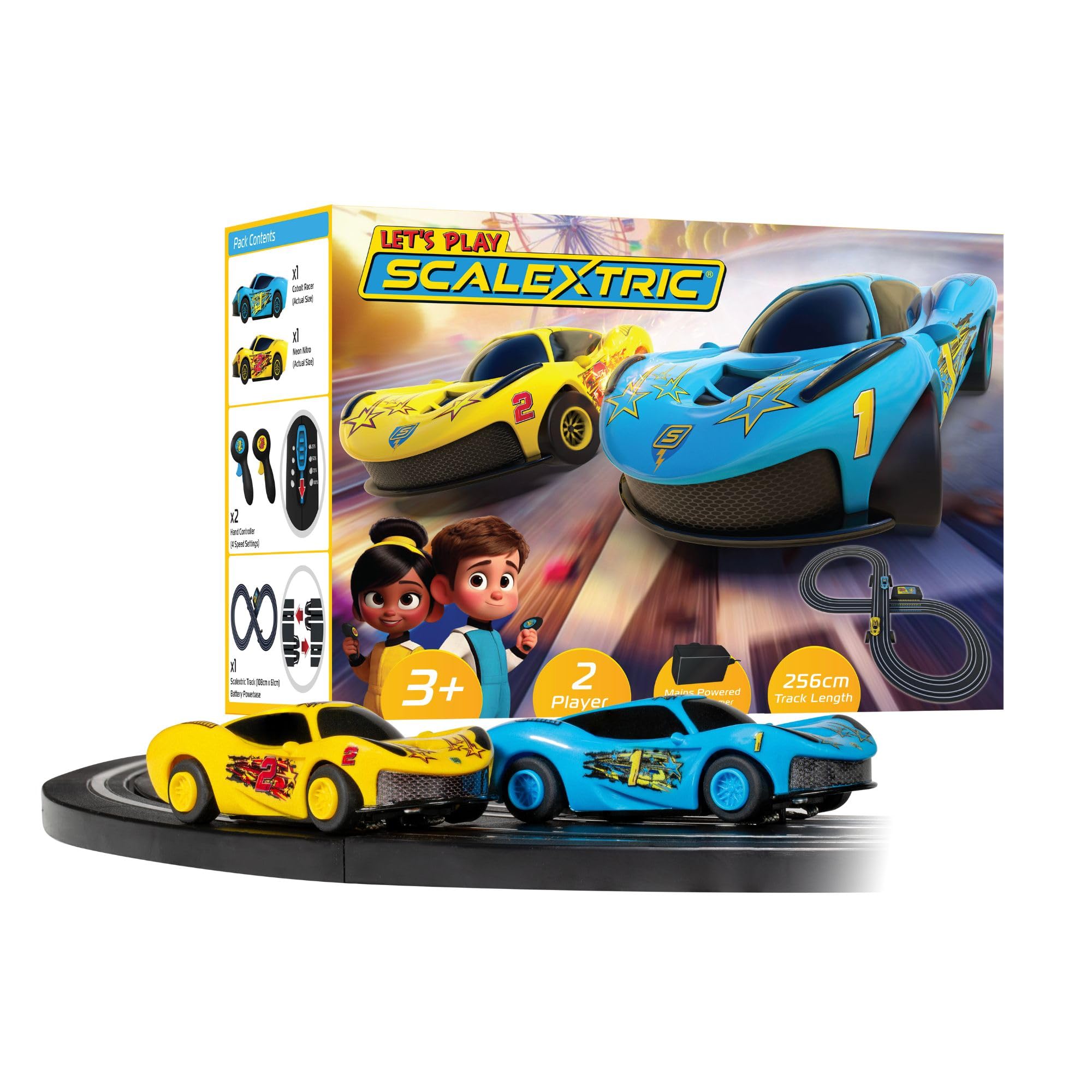 Scalextric G1189M My First Scalextric Let's Play! - Blue/Yellow Race Set for Kids