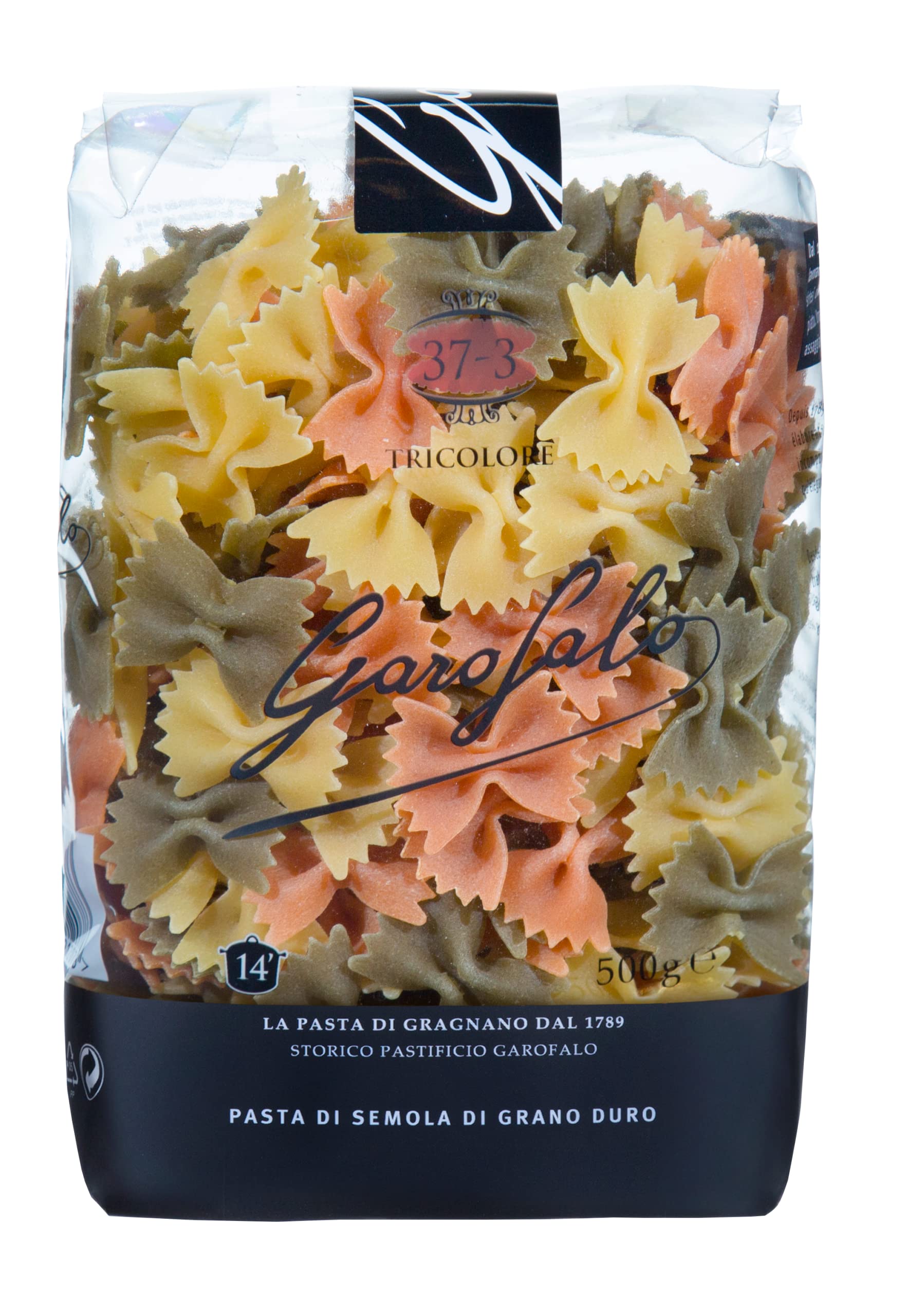 Garofalo Farfalle Tricolore, italienische getrocknete Nudeln mit Spinat und Tomaten – 500 g