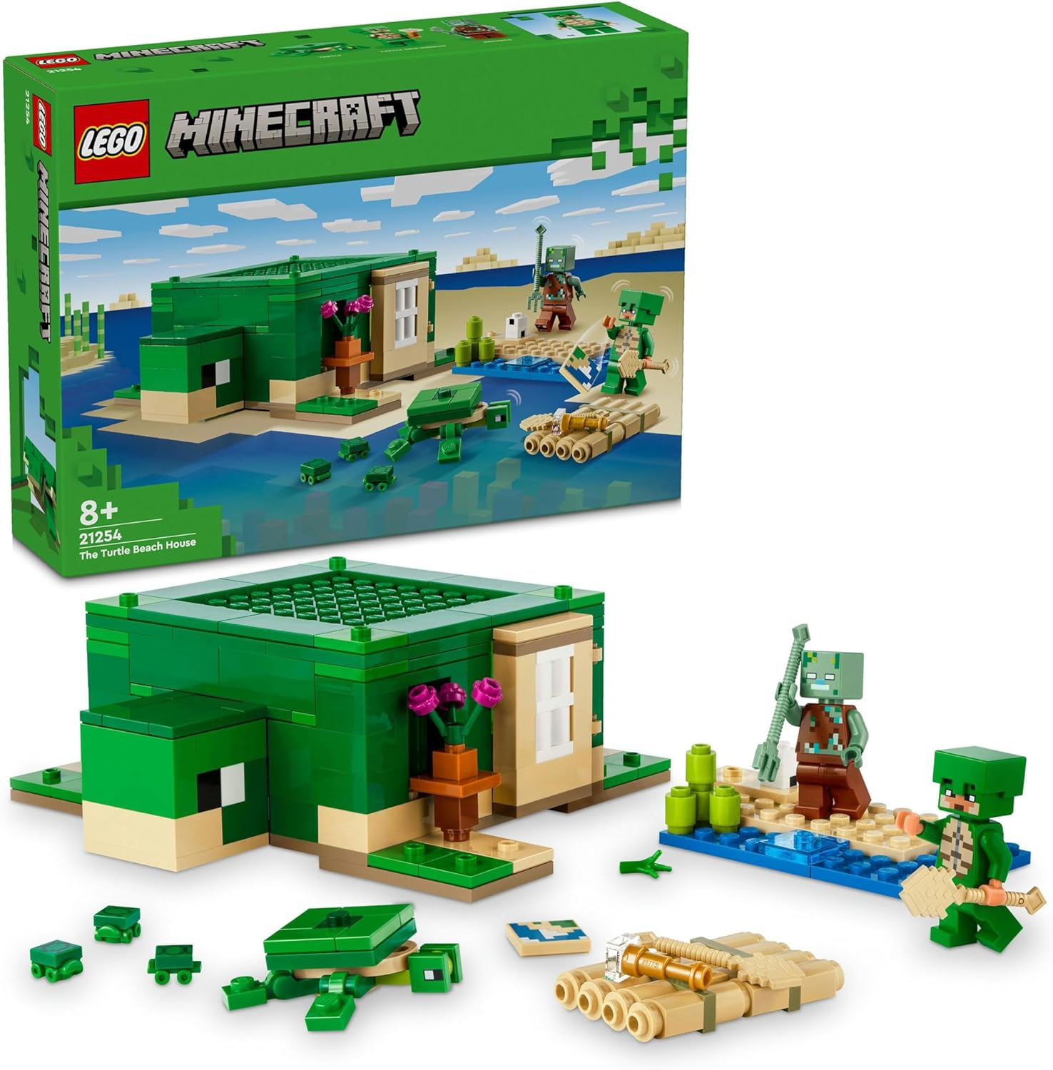 LEGO Minecraft Das Turtle Beach House – Bauset mit Turtle Warrior, Drowned & Turtles für Kinder ab 8 Jahren