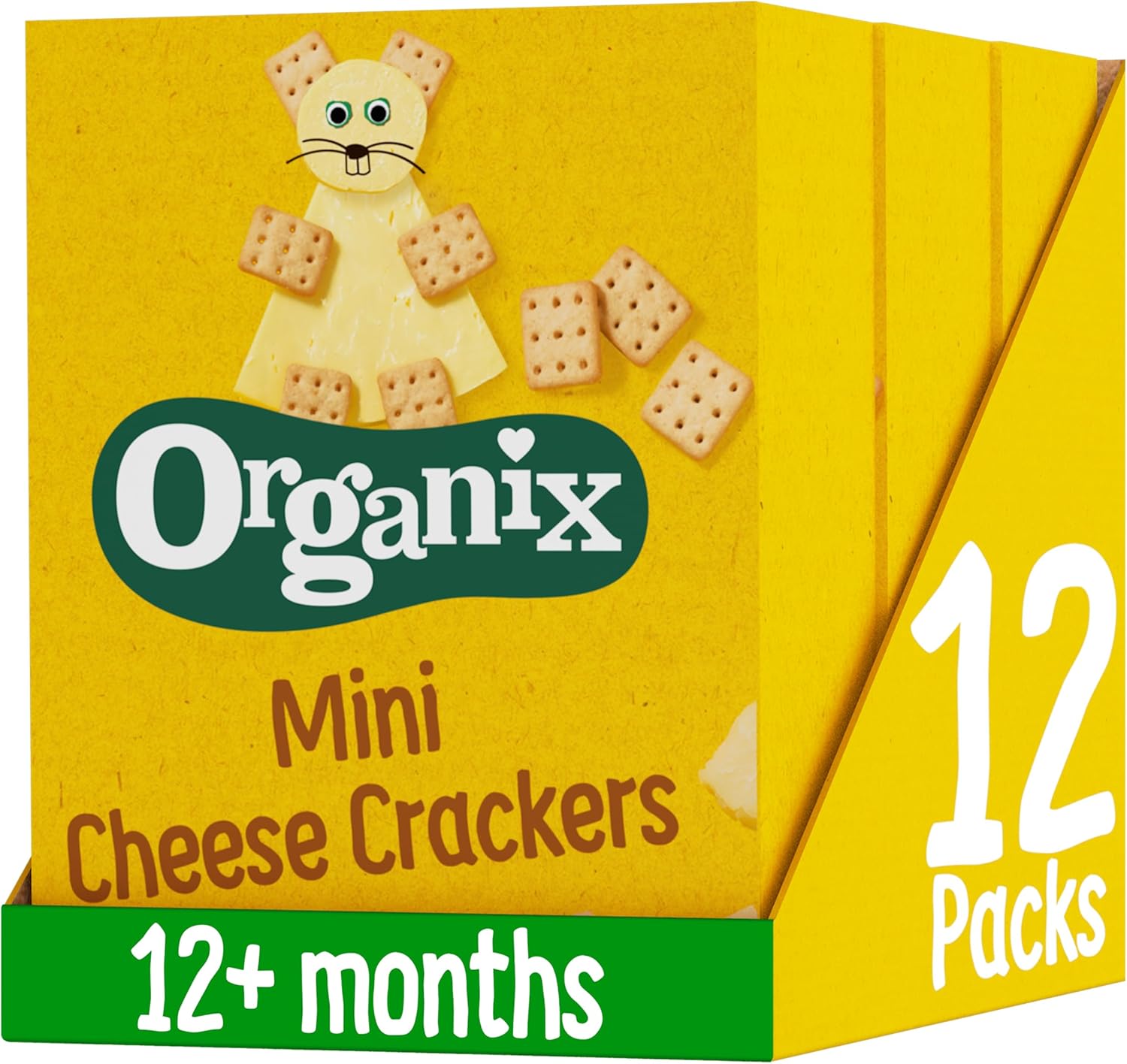 Organix Mini Bio-Käsecracker Kleinkind-Snack ab 12 Monaten, 4x20g Multipack