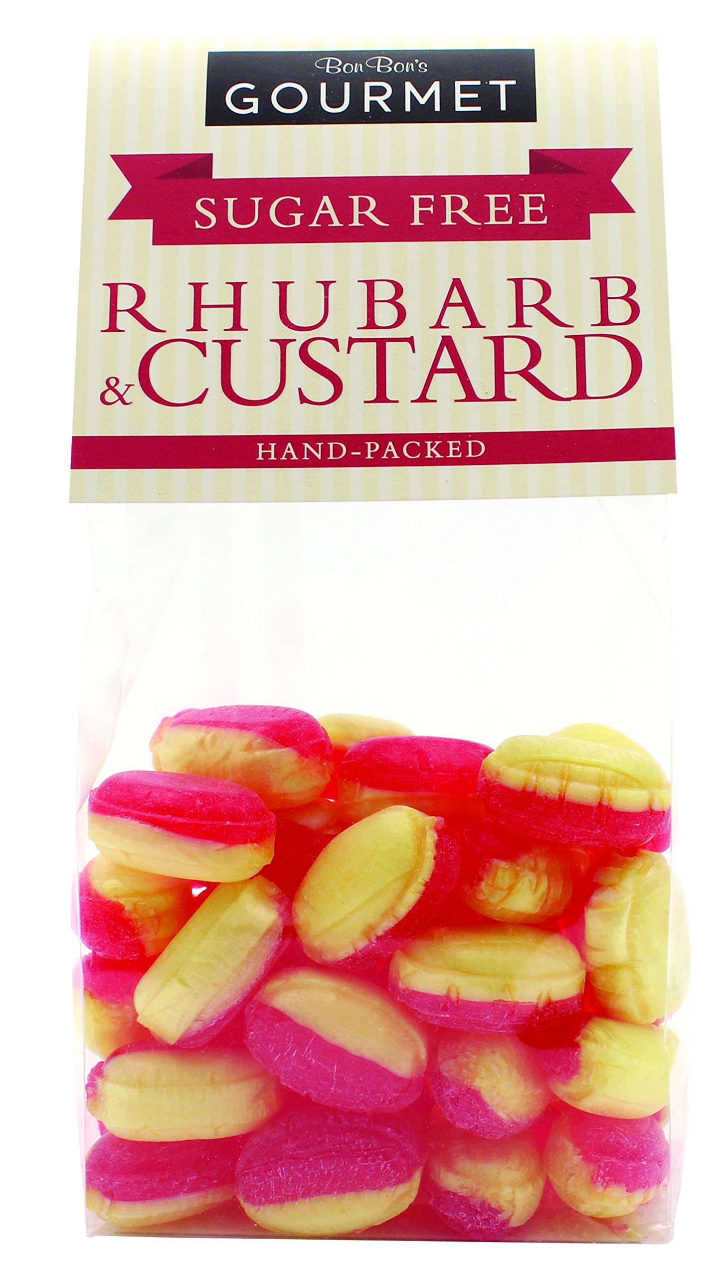 Bon Bons Zuckerfreie Kaubonbons mit Rhabarber und Vanillesoße, 160 g