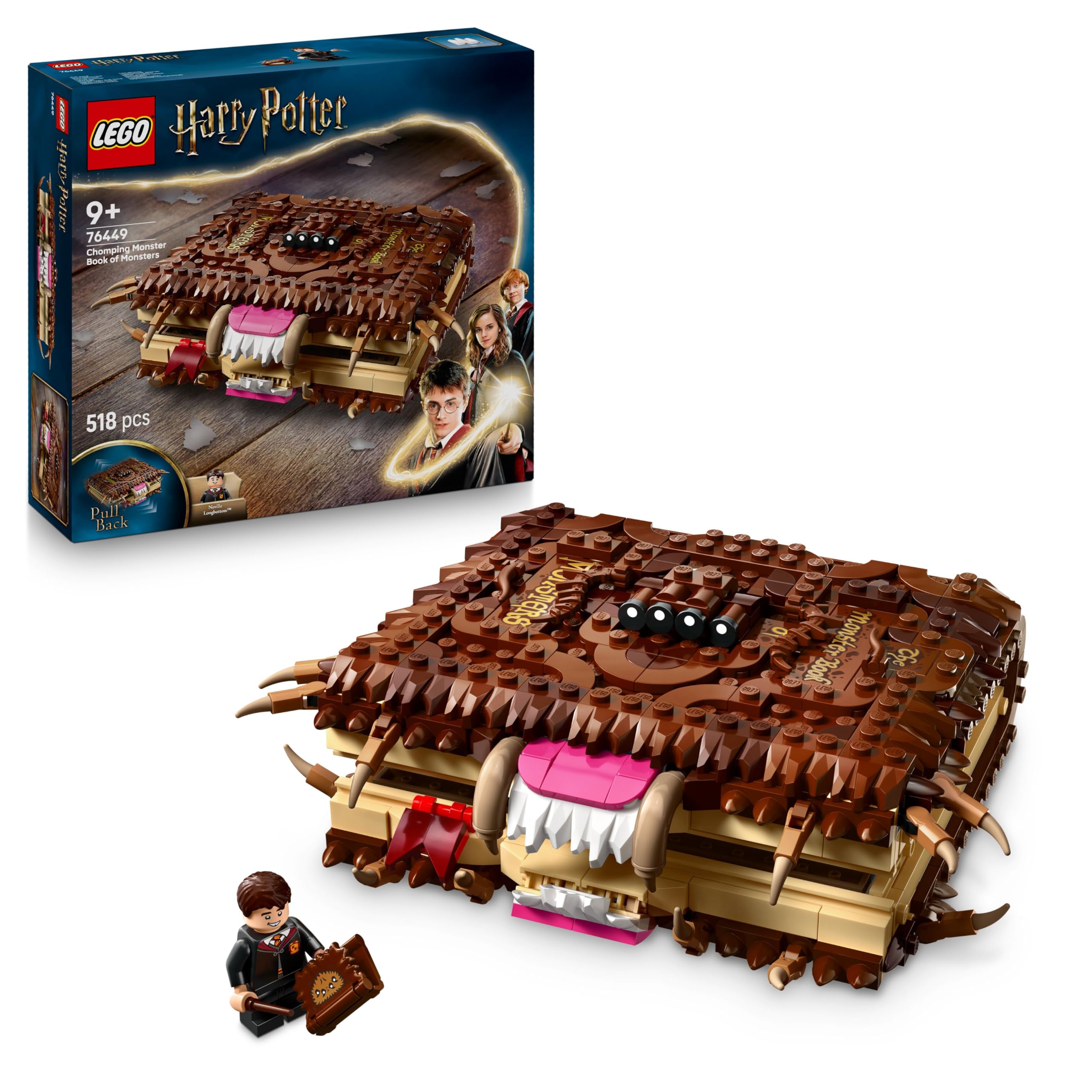 LEGO Harry Potter Chomping Monster Buch der Monster 76449 – Interaktives Rückzieh-Bauset für Kinder ab 9 Jahren