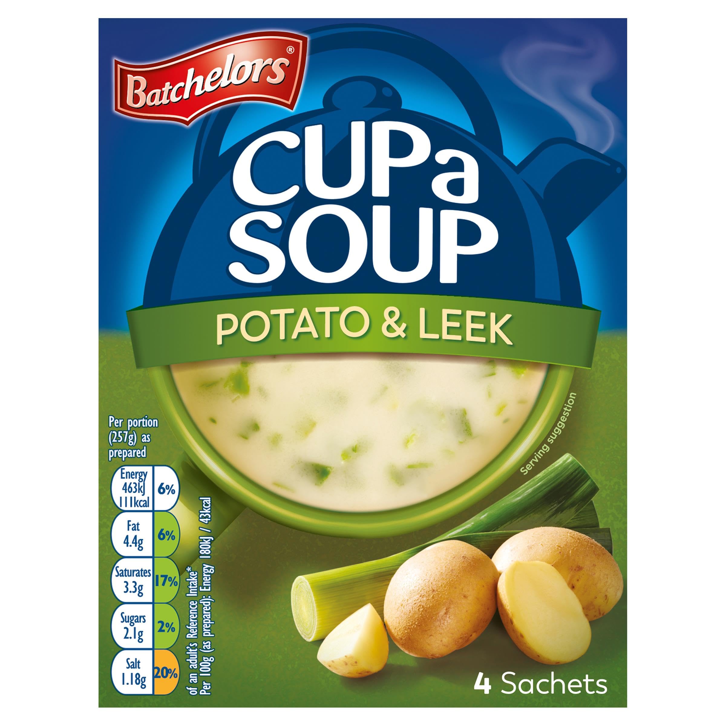 Batchelors – Cup a Soup – Cremige Kartoffel-Lauch-Instantsuppe in Beuteln (4 Beutel)
