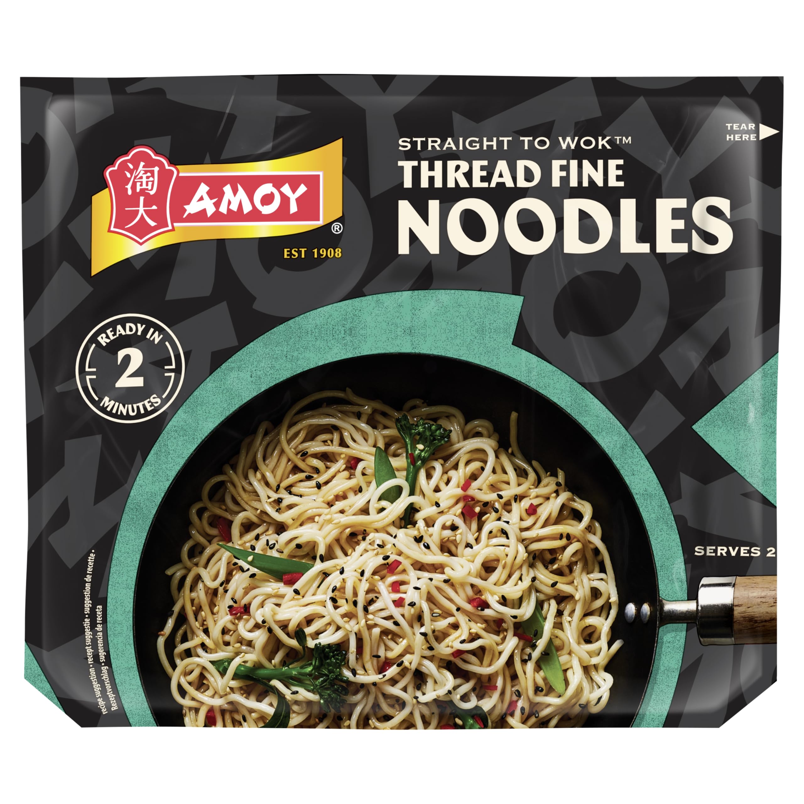 Amoy Straight to Wok Thread Feine Nudeln, 2 x 150 g