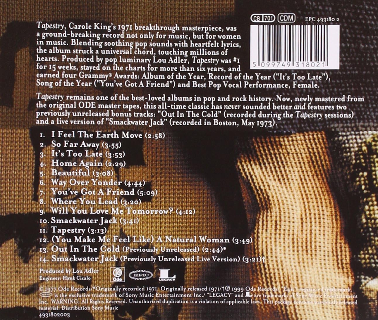 Carole King – Tapestry Audio-CD