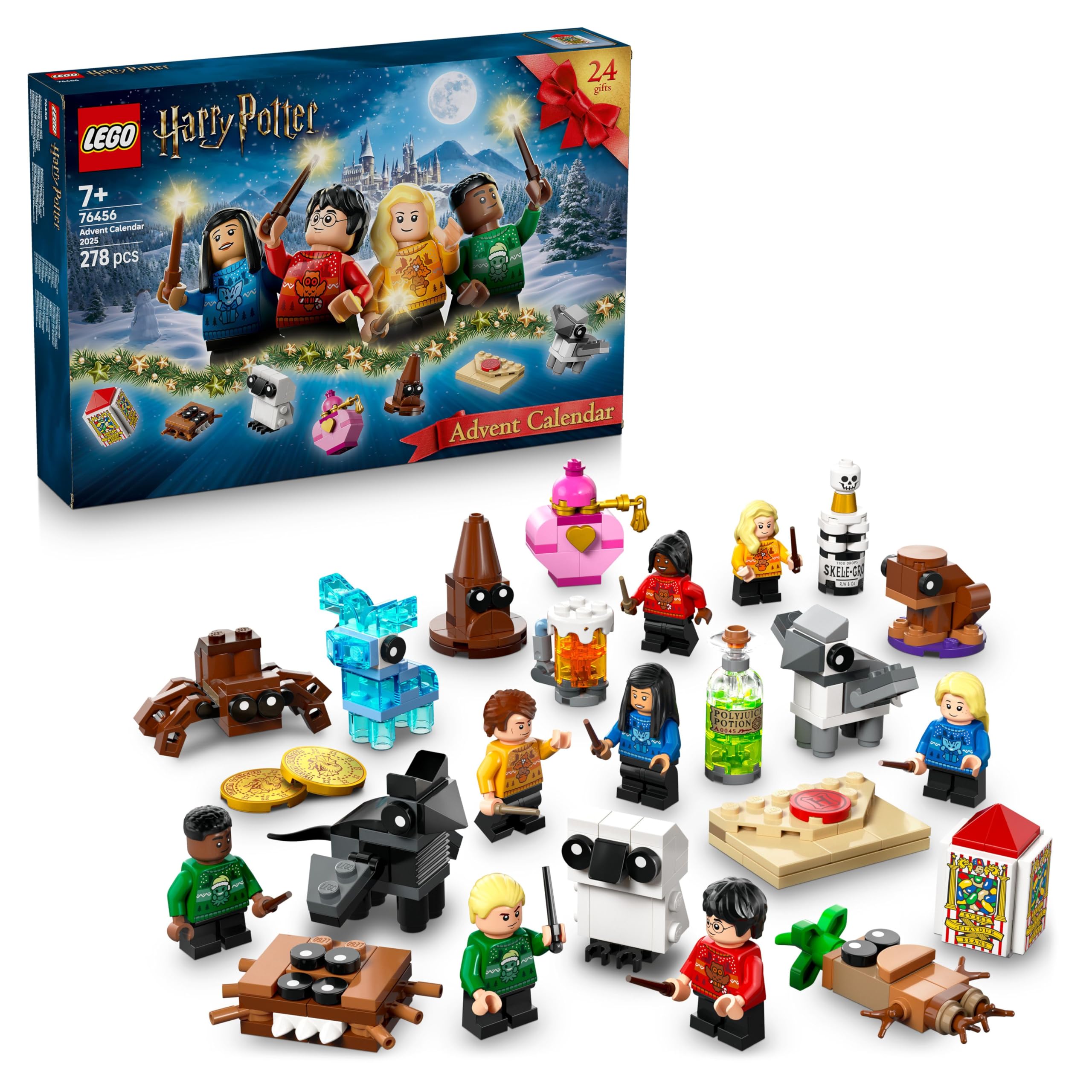LEGO Harry Potter Adventskalender 2025 – 278-teiliges Bauset mit 8 Minifiguren & 6 Kreaturen für 7+
