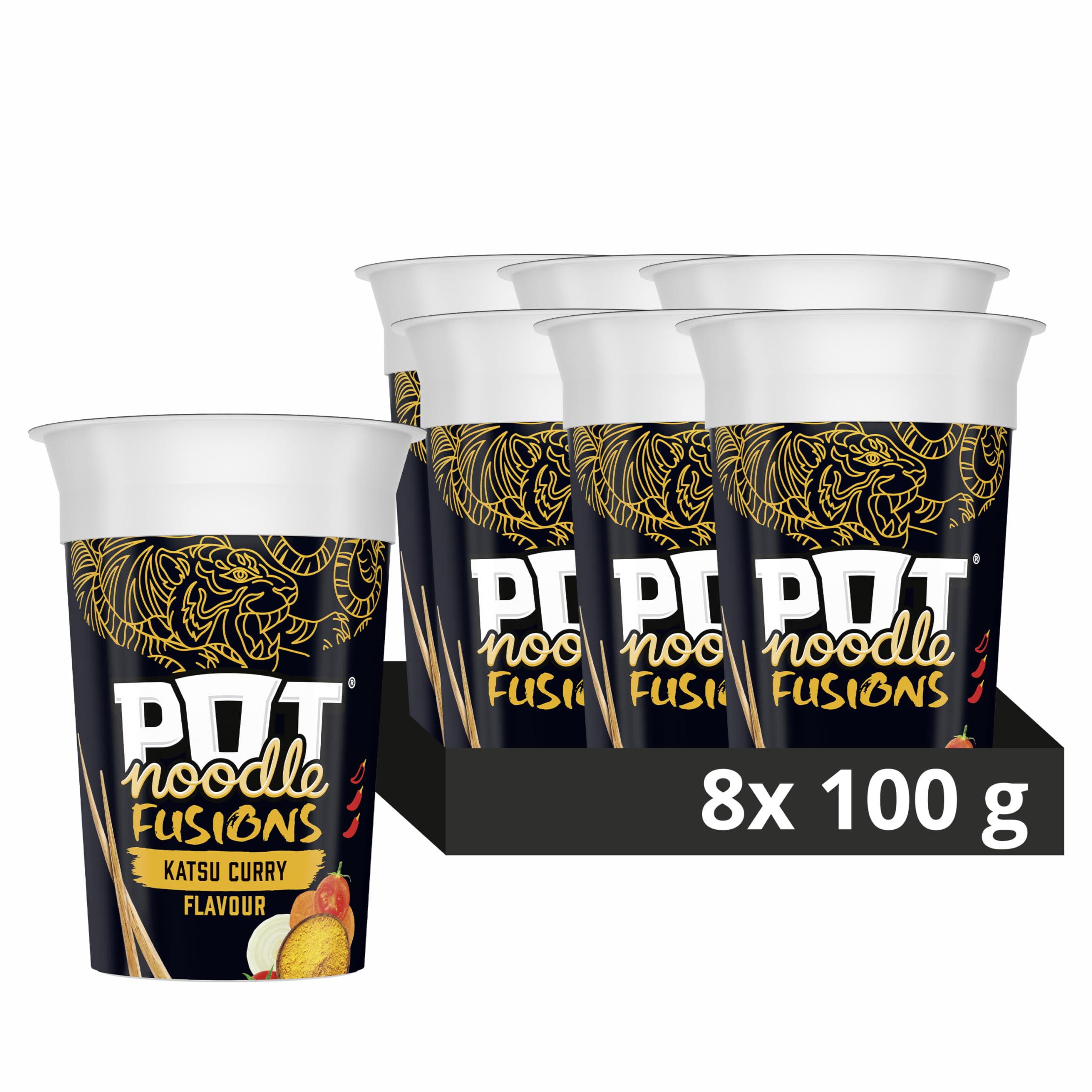 Pot Noodle Fusions Katsu Curry Instant Vegane Nudeln 8er-Pack