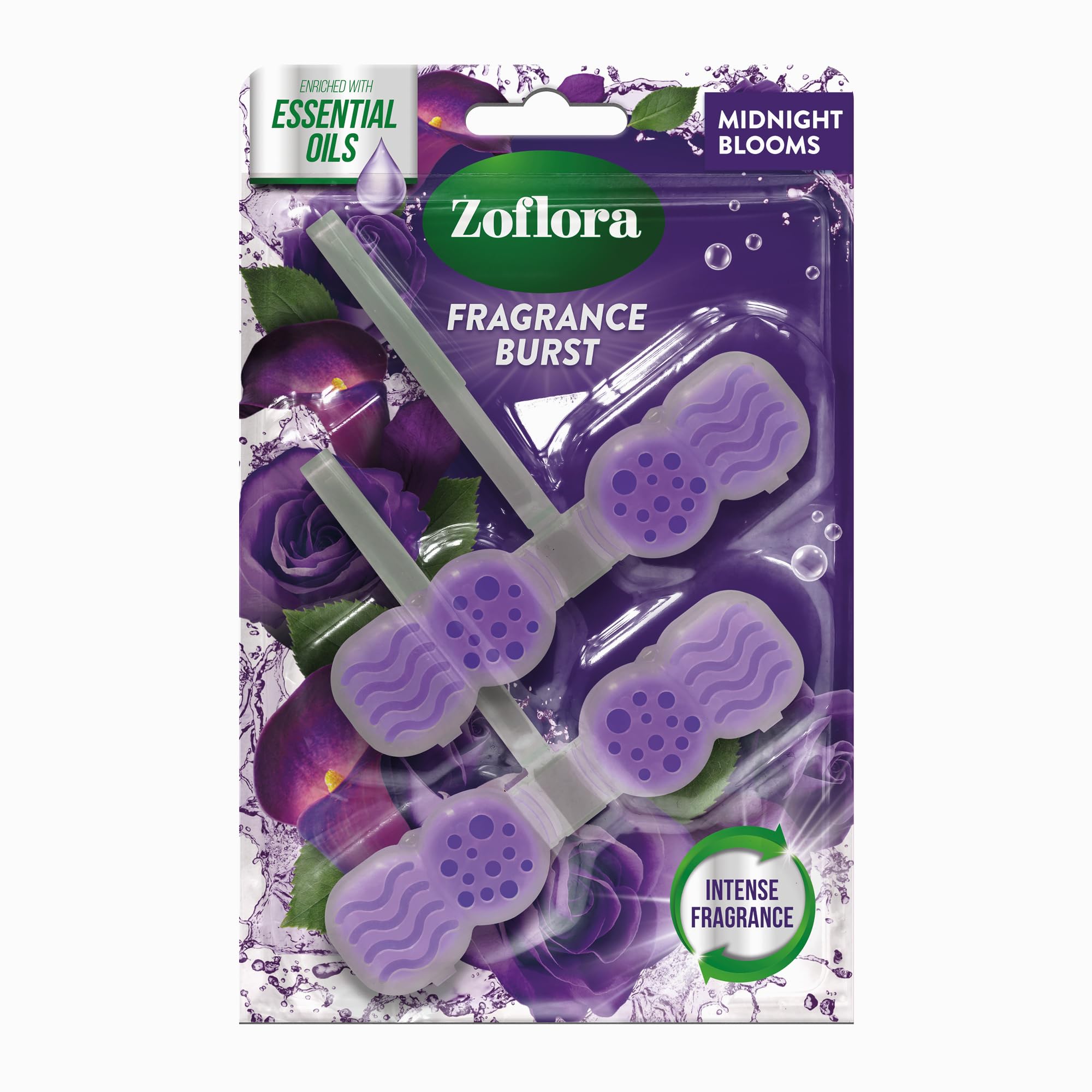 Zoflora Midnight Blooms Toilettenrandsteine (2er-Pack) – Dauerhafte Frische mit ätherischen Ölen