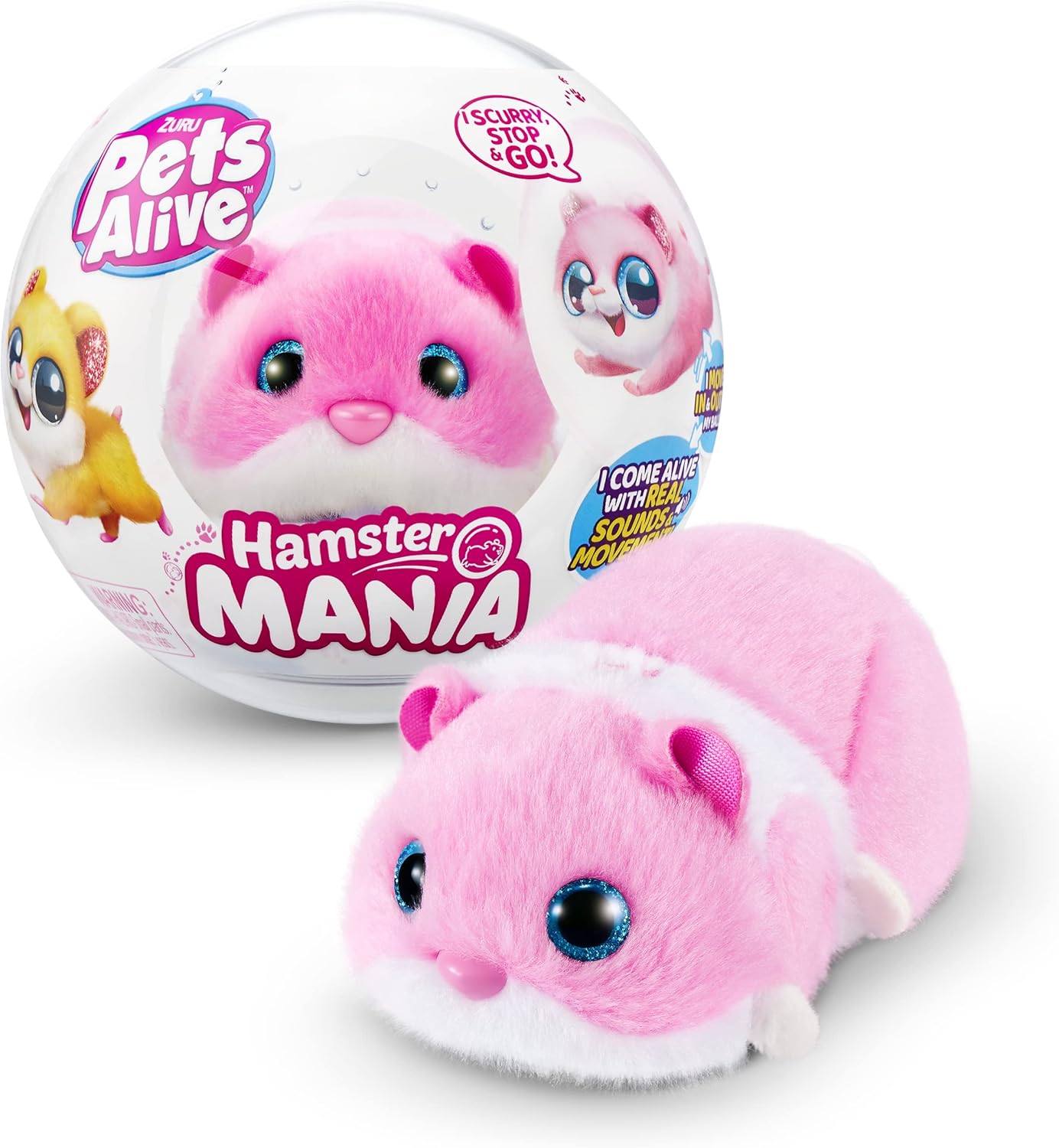 Hamster Mania von ZURU – Interaktives rosa Hamsterspielzeug mit echten Geräuschen und Bewegungen