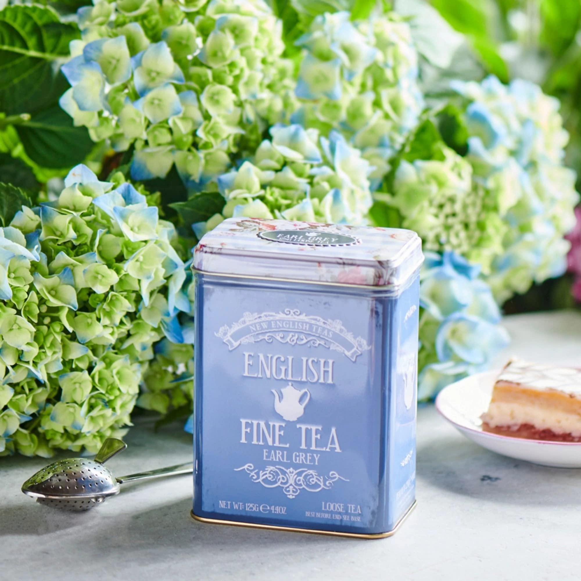 Neue englische Tees – Blumenteedose mit 125 g losem Earl Grey Tee