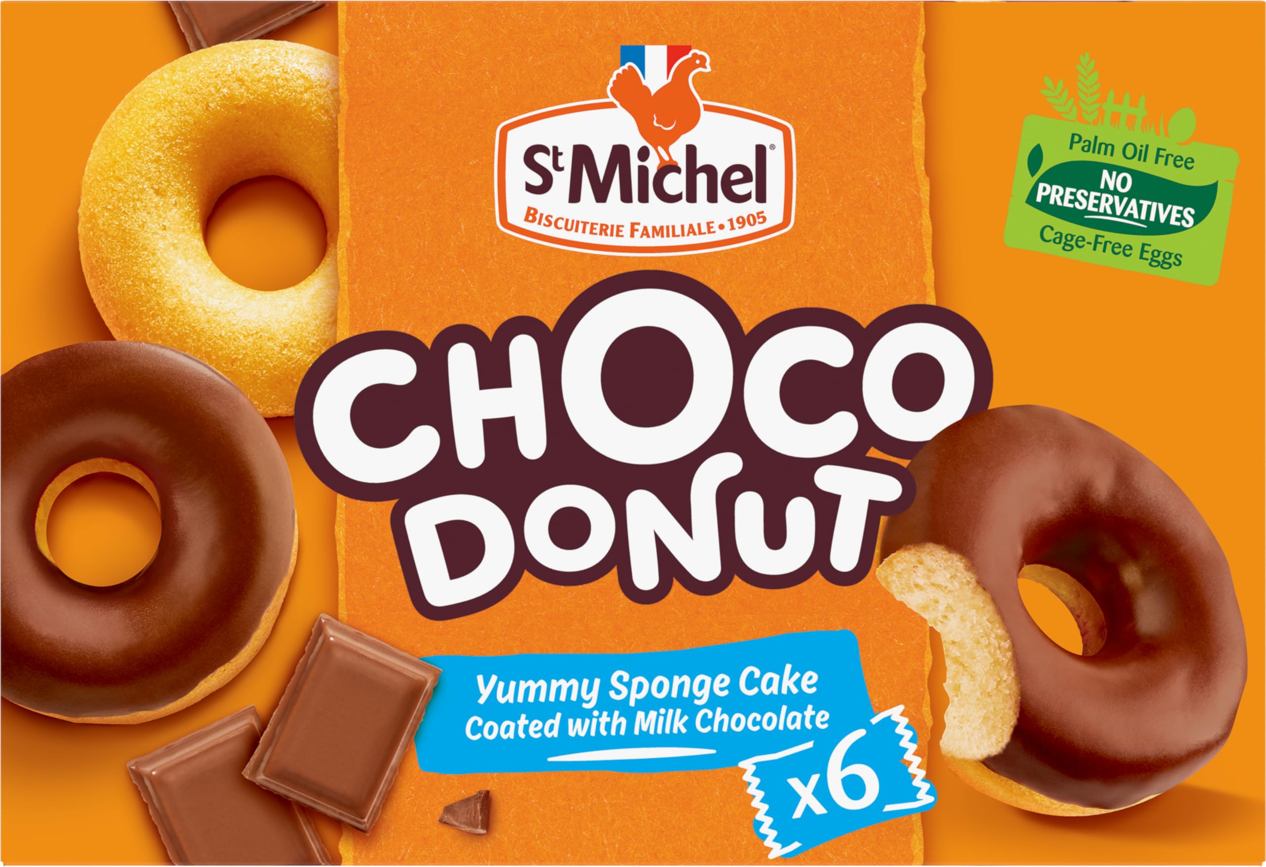 St Michel - Schoko-Donut-Biskuitkuchen mit Schokoladenmilch überzogen - 6 Portionen Packung