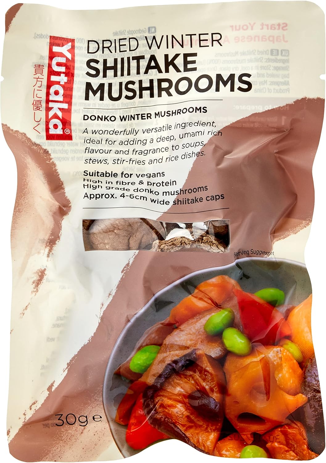 Yutaka Getrocknete Shiitake-Pilze 30 g – Premium-Donko-Winterpilze für umamireiches Kochen