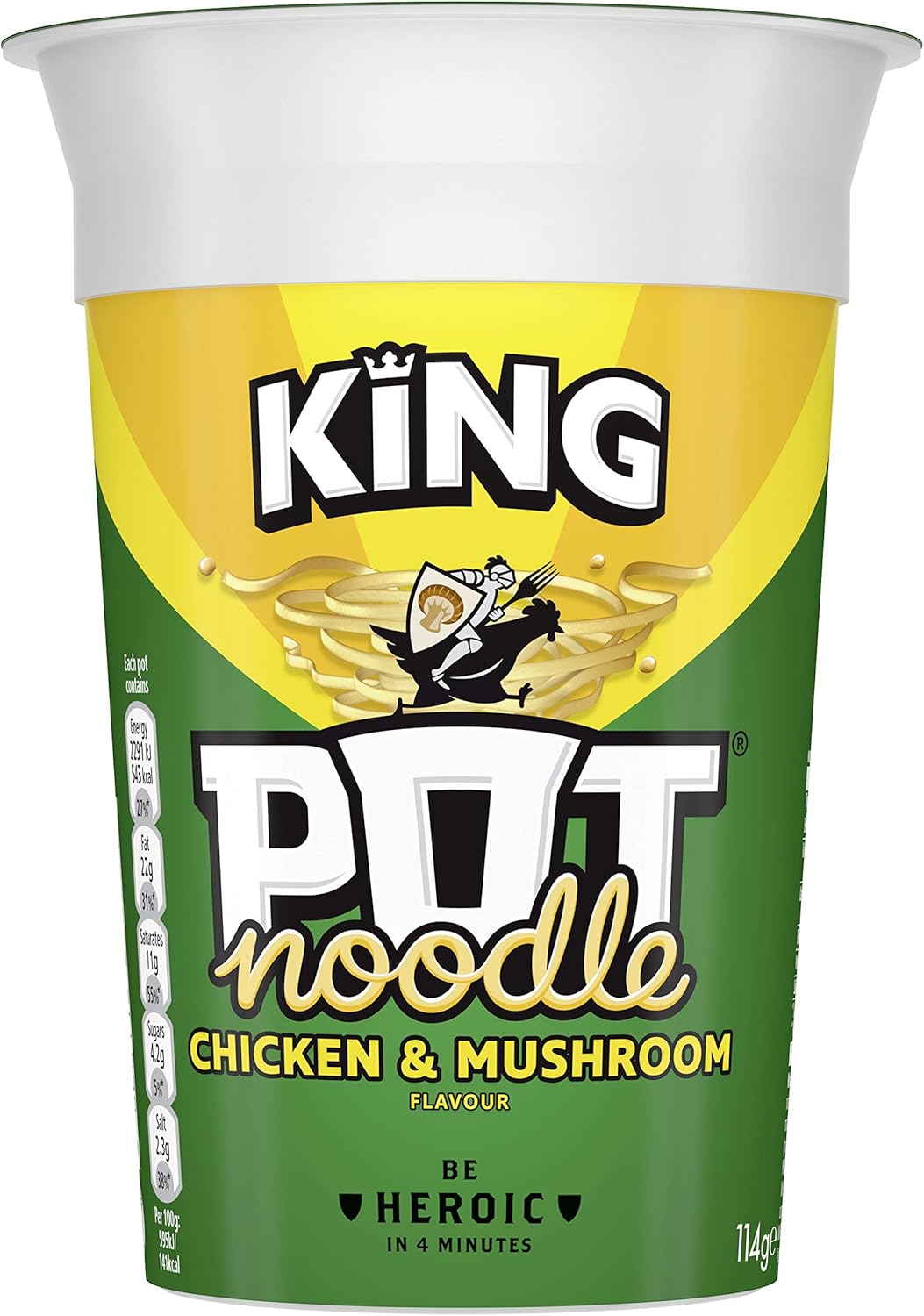 Pot Noodle King Instantnudeln mit Hühnchen- und Pilzgeschmack, 12 Becher à 114 g