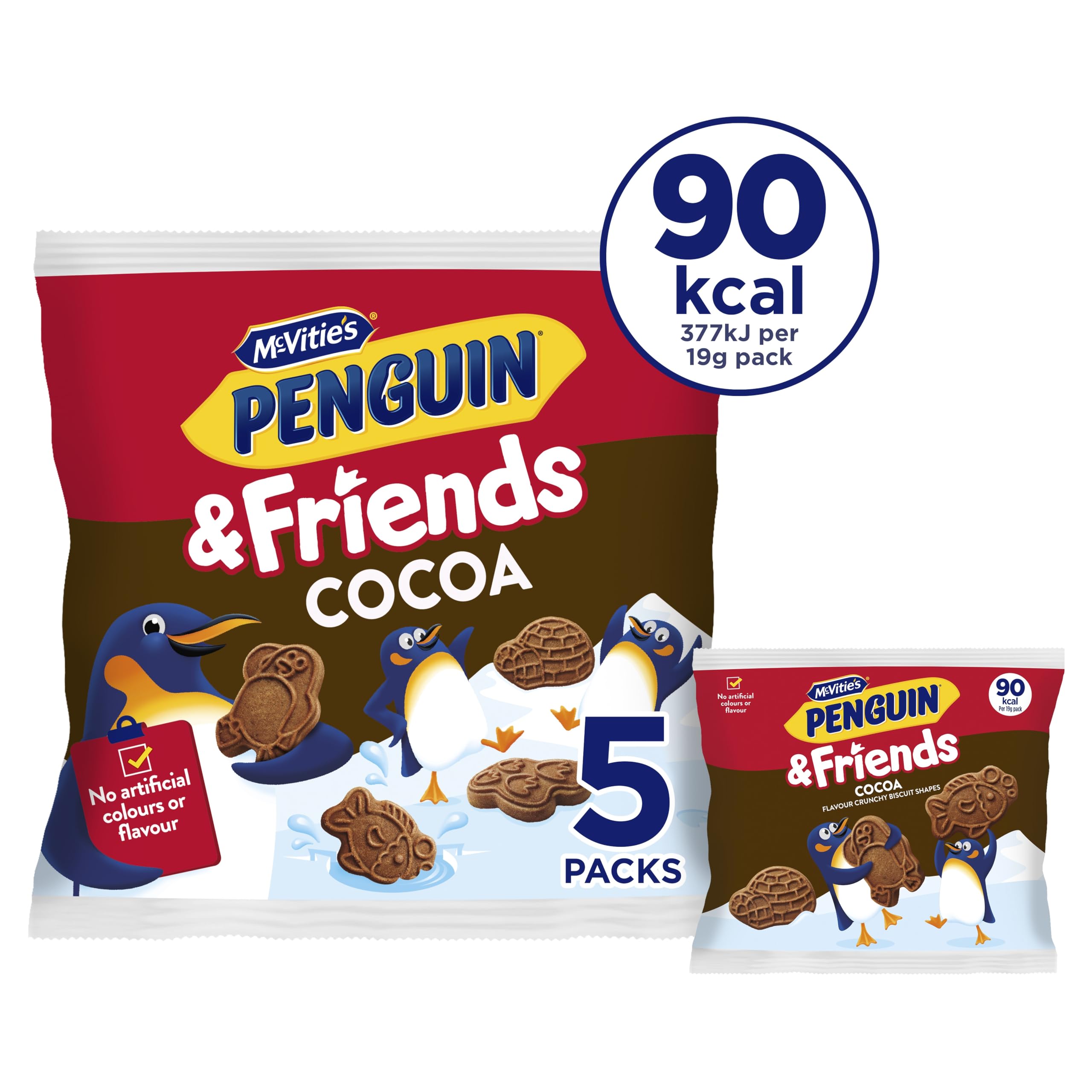 McVitie's Mini Penguin & Friends Kekse, Knuspriger Kakao, Multipack à 5 x 20 g
