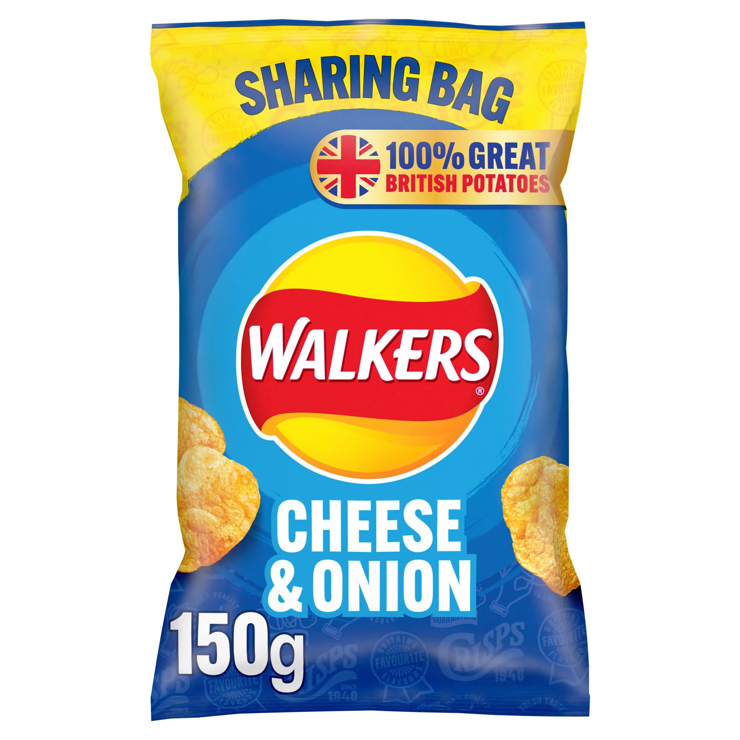 Walkers Käse- und Zwiebelchips zum Teilen, 150 g