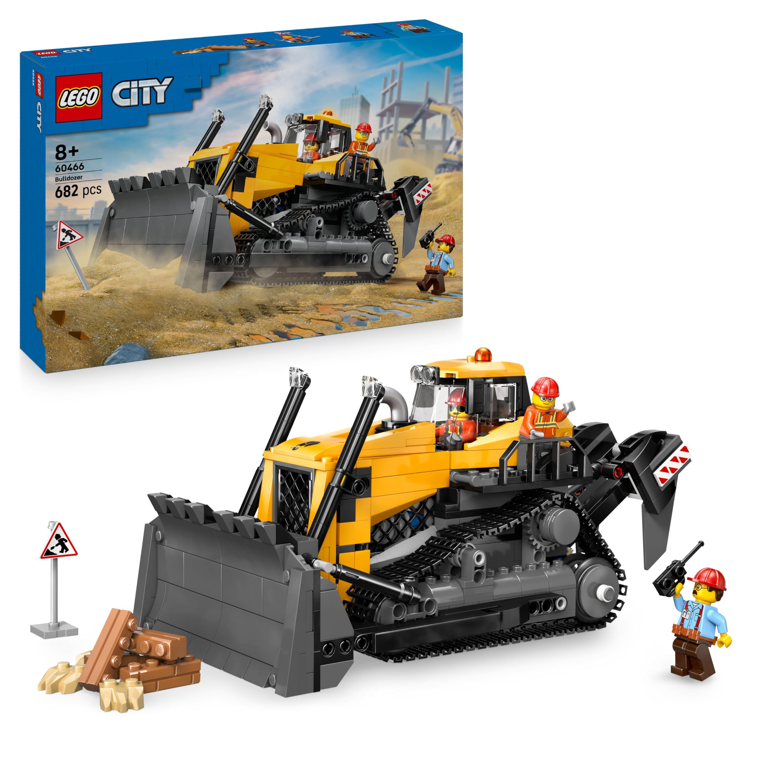 LEGO City Gelber Bulldozer – 682-teiliges Bauset für Kinder ab 8 Jahren