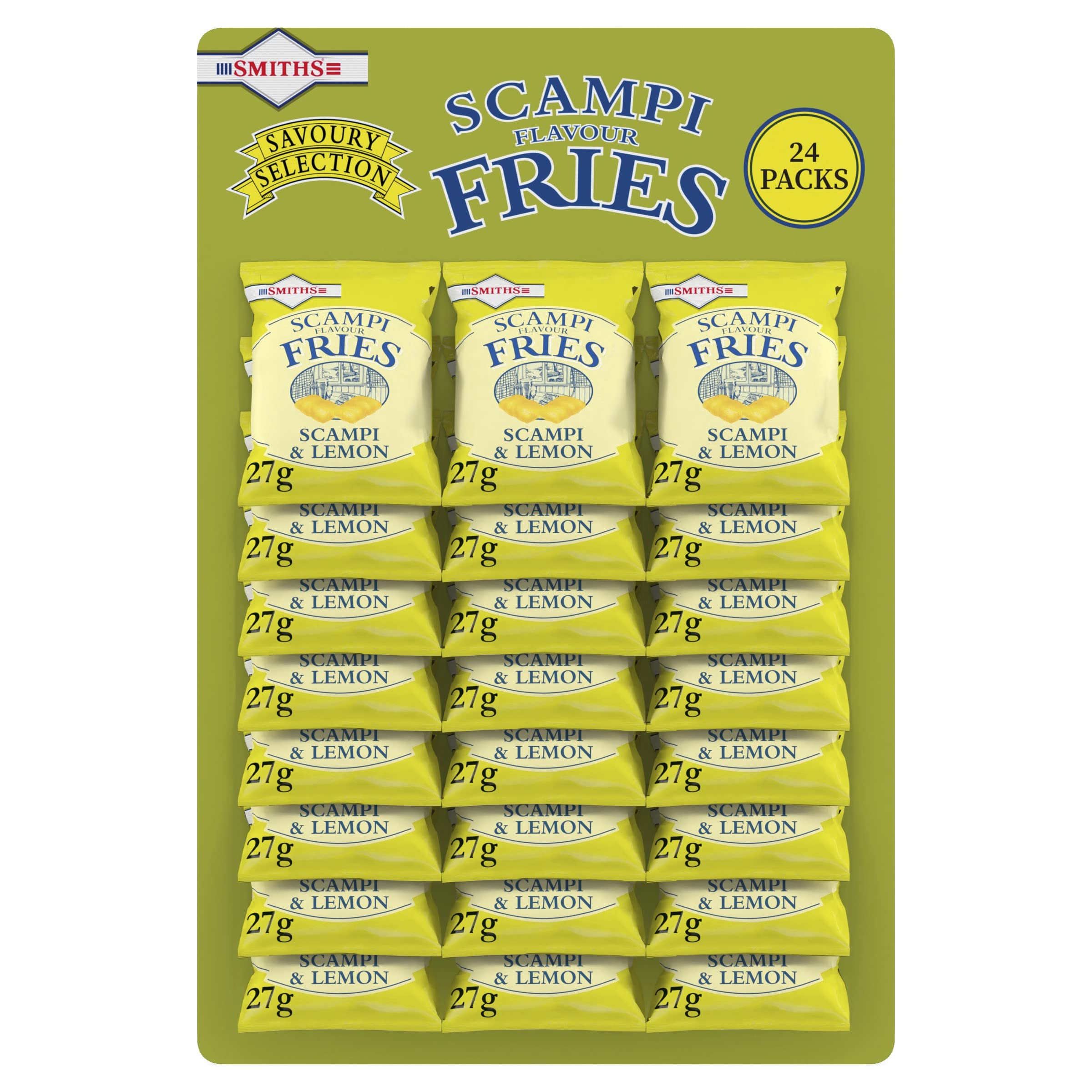 Smiths Savoury Selection Scampi & Lemon Fries 27 g (Blatt mit 24 Beuteln) – vegetarischer Pub-Snack