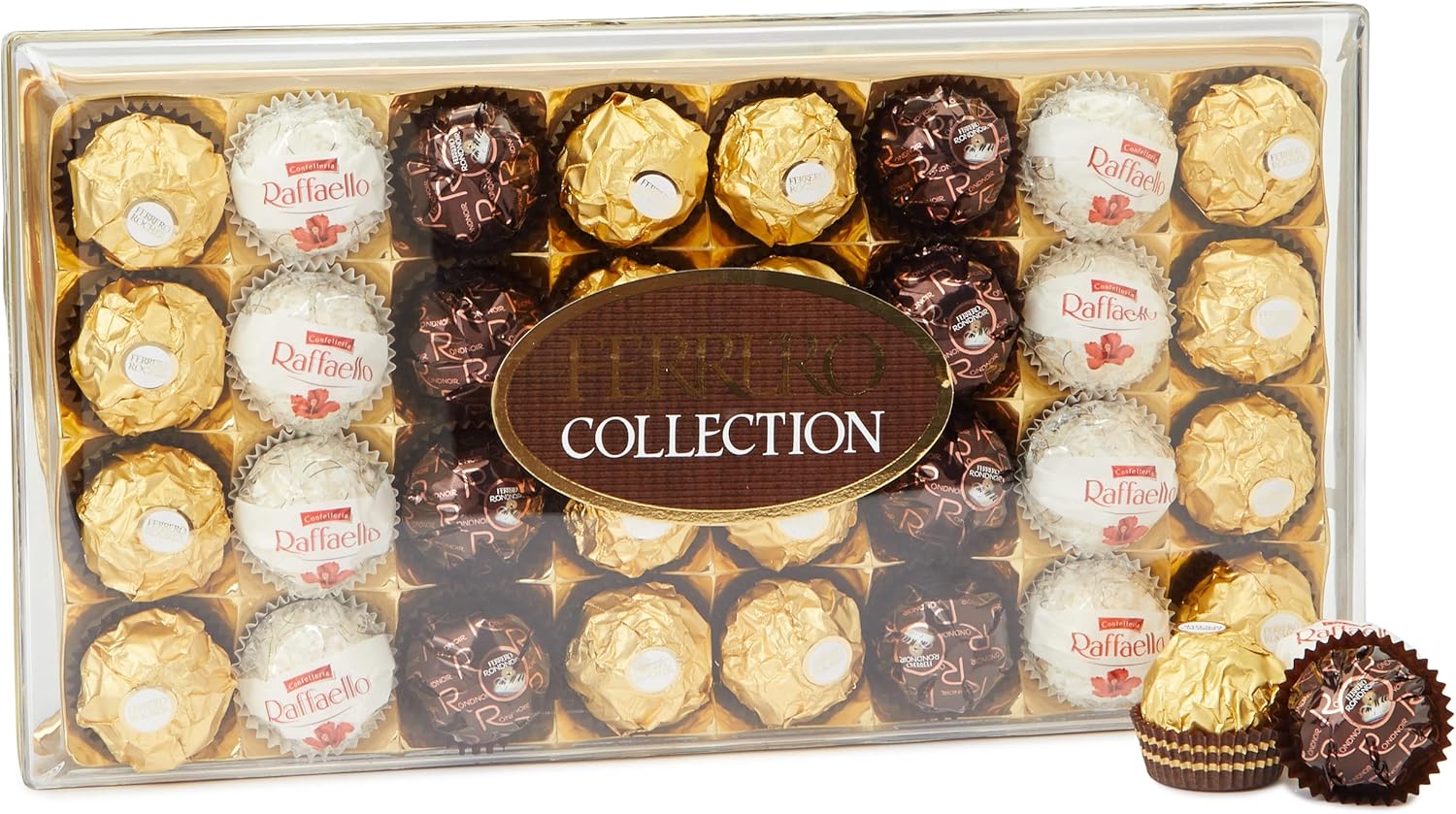 Ferrero Collection Pralinenmischung – 32-teilige Geschenkbox mit Rocher, Rondnoir und Raffaello