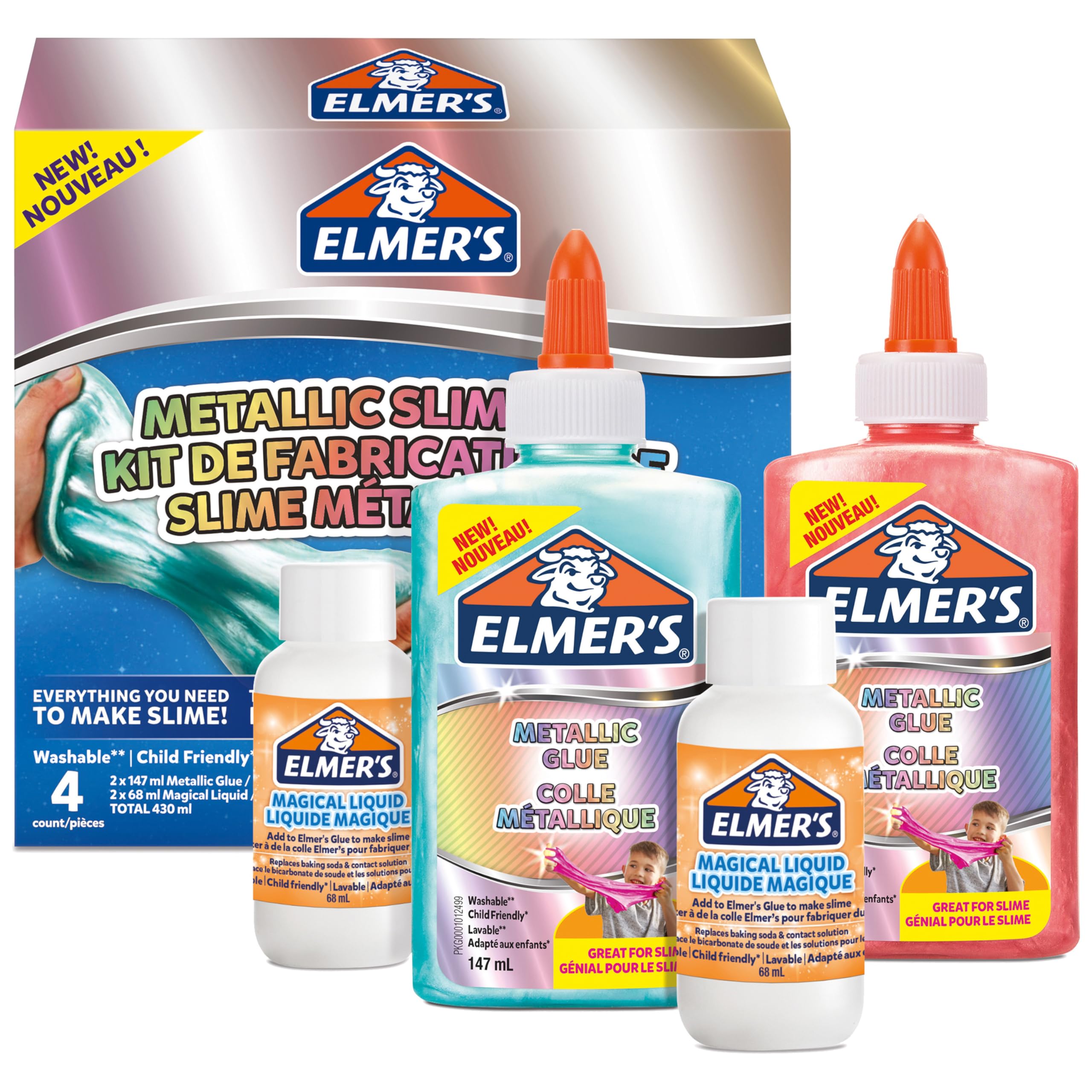 Elmer's Metallic Slime Kit – Kunst- und Bastelspielzeug für Kinder mit schimmernden Schleimzutaten