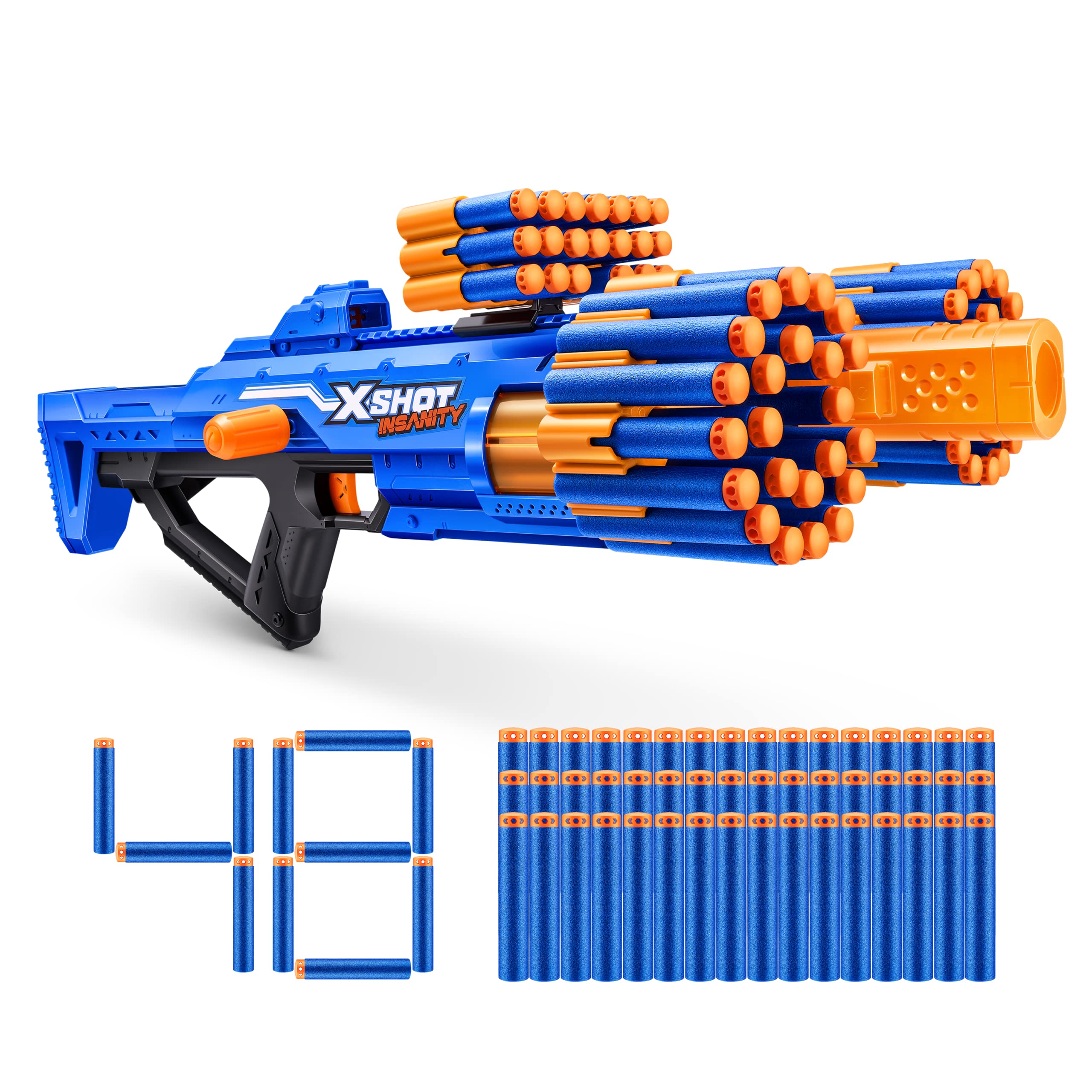 XSHOT Insanity Berzerko Blaster - 8-Dart Rotating Barrel with 48 Air Pocket Darts