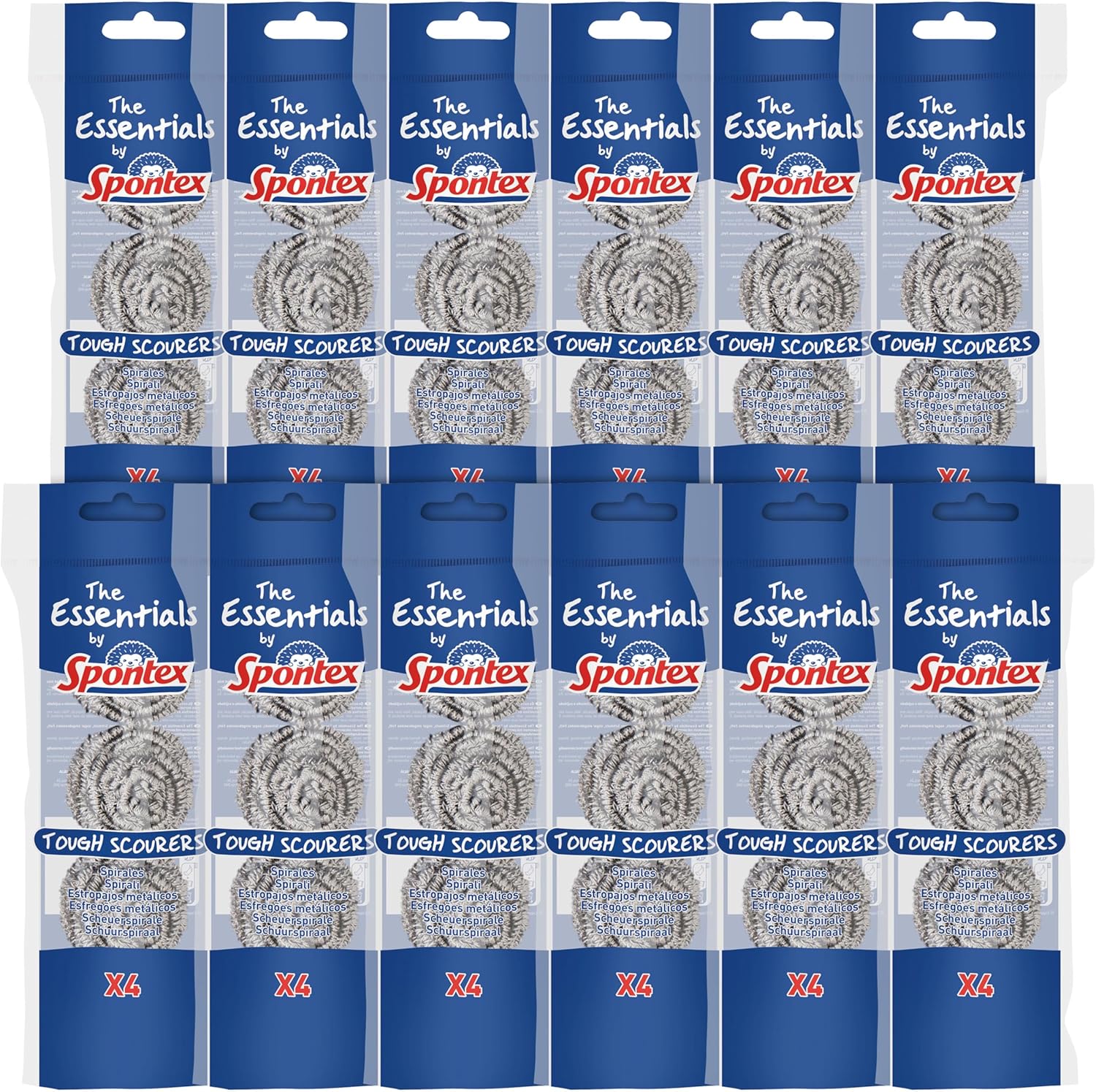 Spontex Essentials Tough Metal Scheuerschwämme – 12 Packungen mit je 4 Stück (insgesamt 48 Scheuerschwämme)