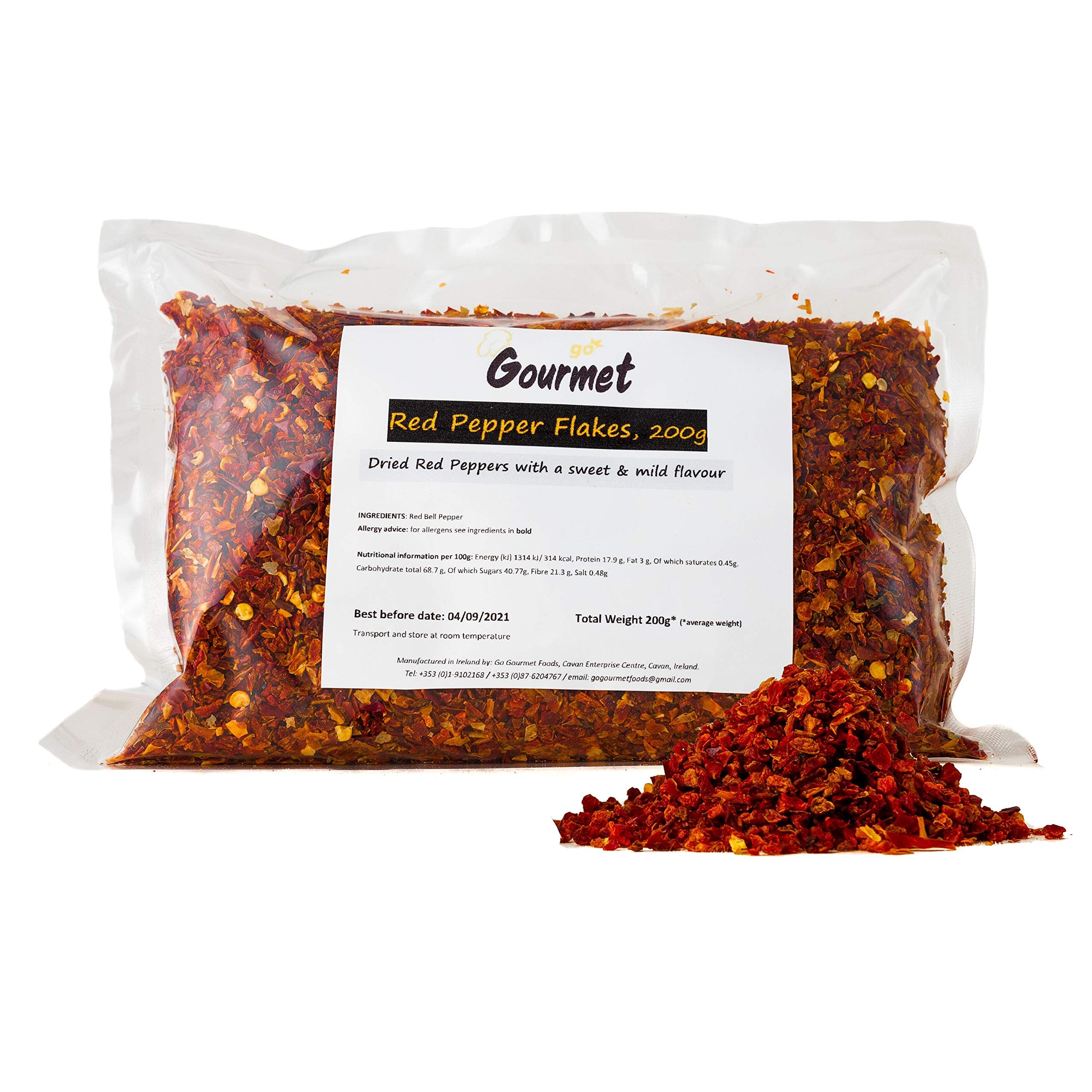 Go Gourmet Gehackte rote Paprikaflocken – Getrocknete rote Paprika 6–9 mm