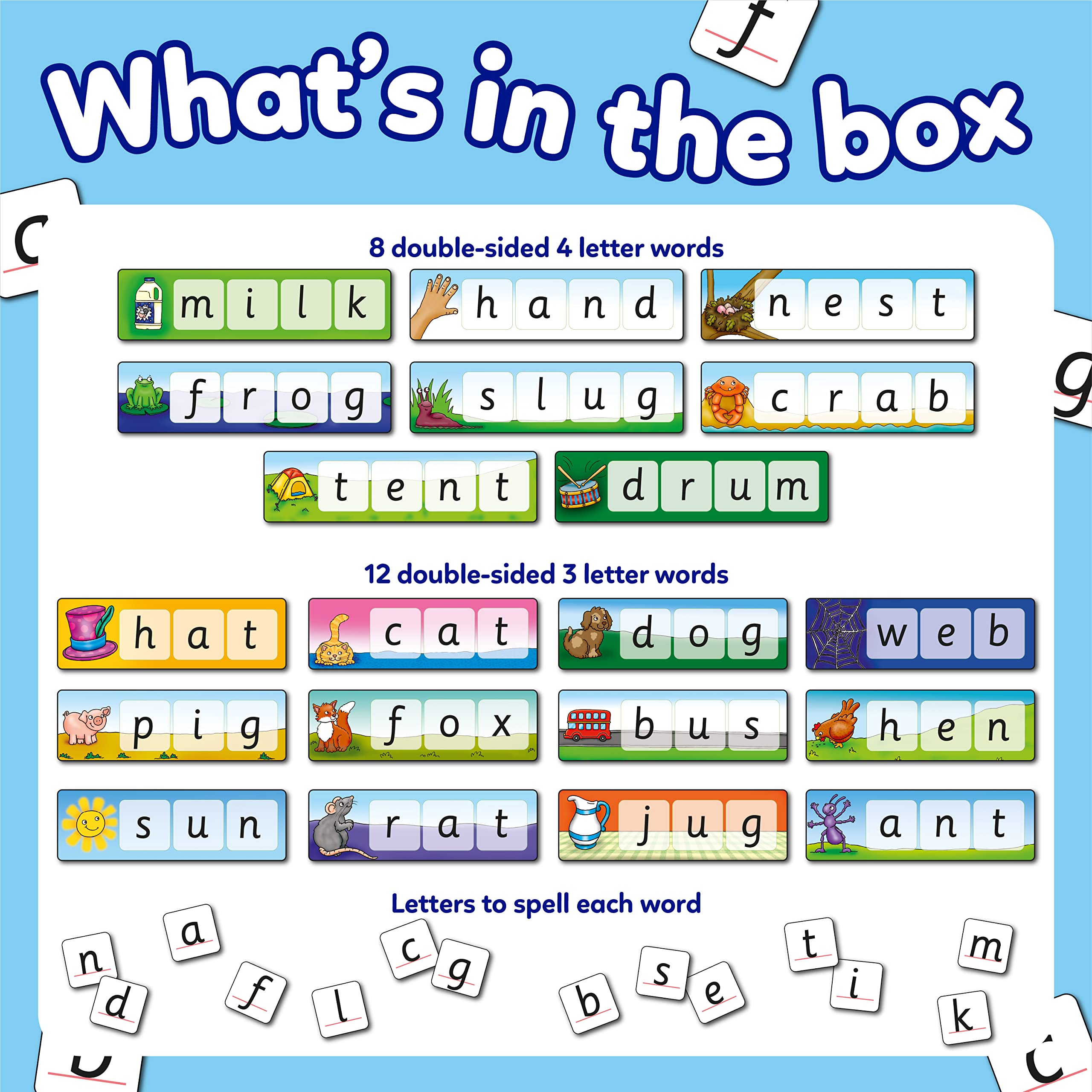 Orchard Toys Match and Spell Game – Pädagogisches Rechtschreibbrettspiel für Kinder ab 4 Jahren