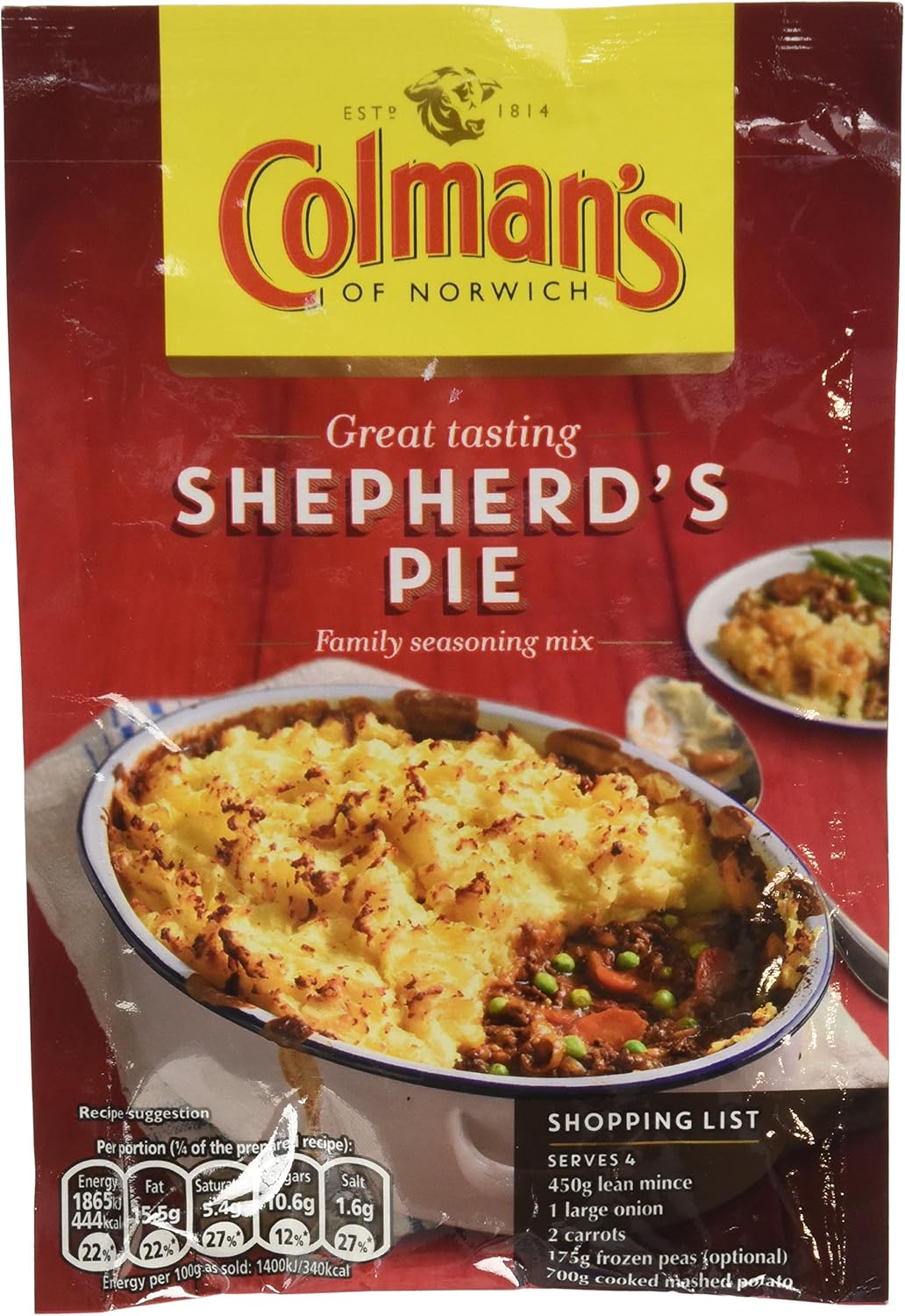 Colman's Shepherd's Pie Rezeptmischung 50 g – Einfaches Wohlfühlessen für die ganze Familie